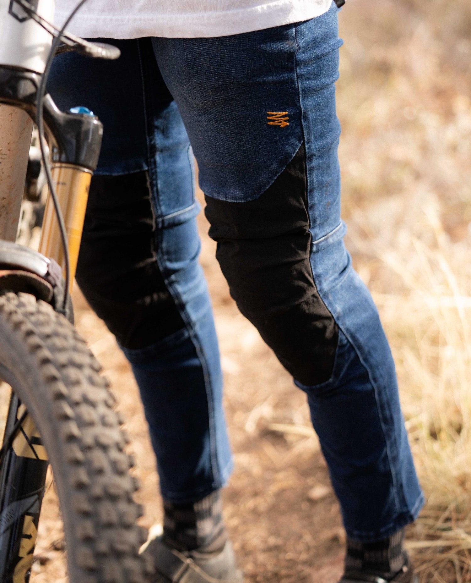 Closeup on body Women's Denim Bike Pant