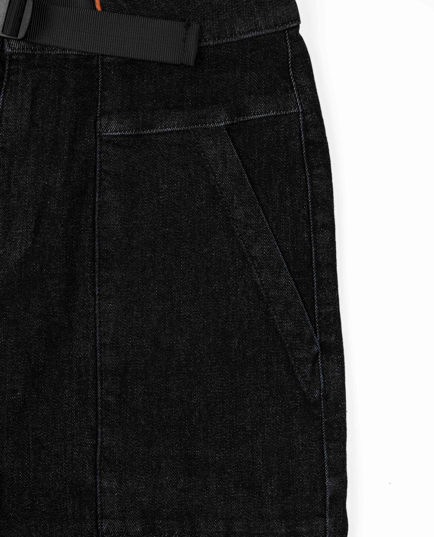 Black pants with a belt on a white background