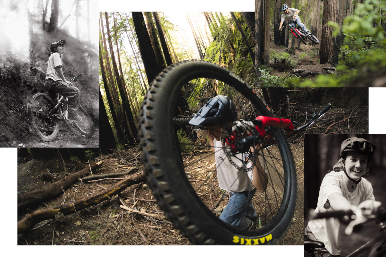 photo collage of janelle riding her bike