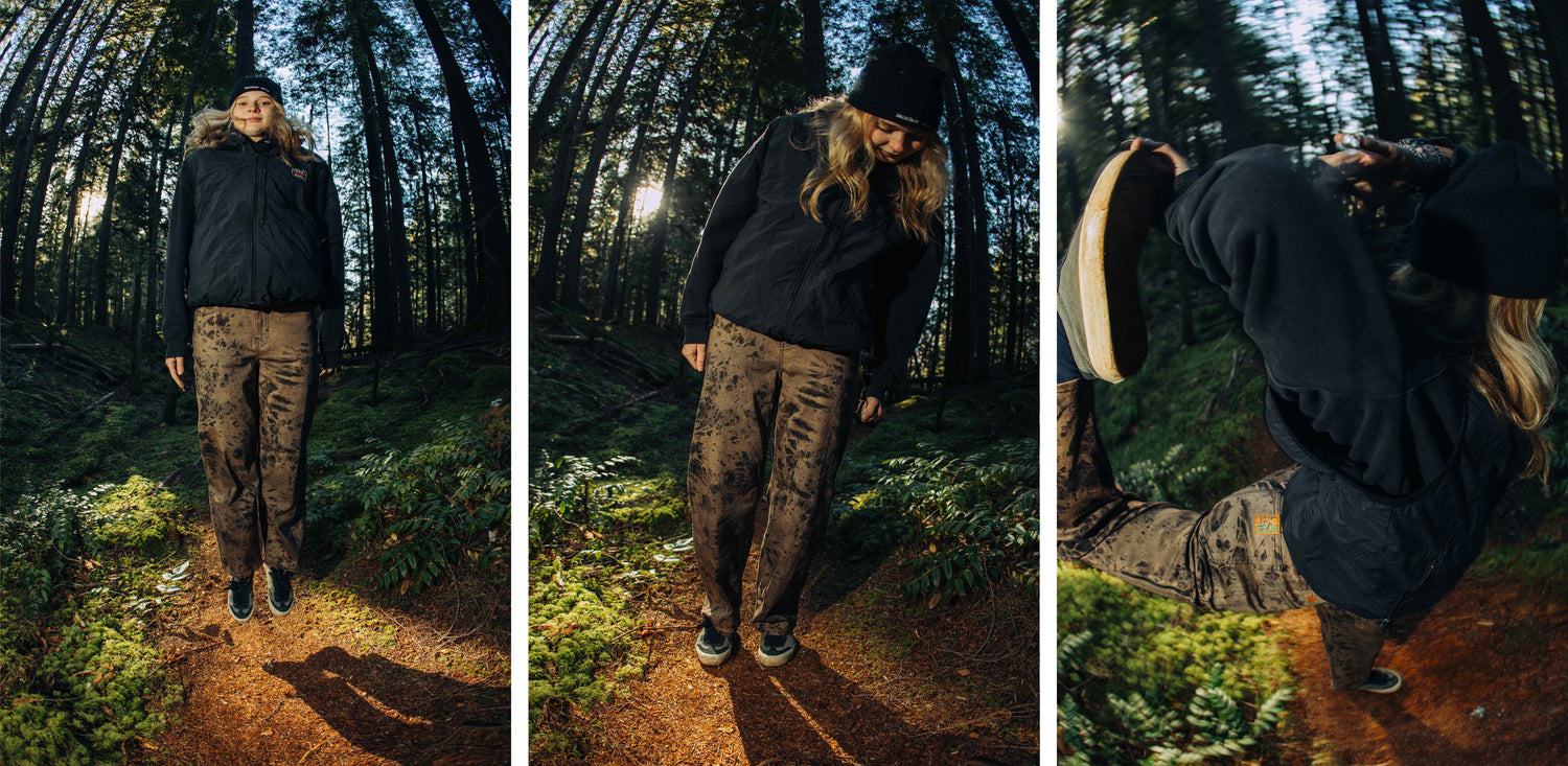 photo collage of a person in the forest