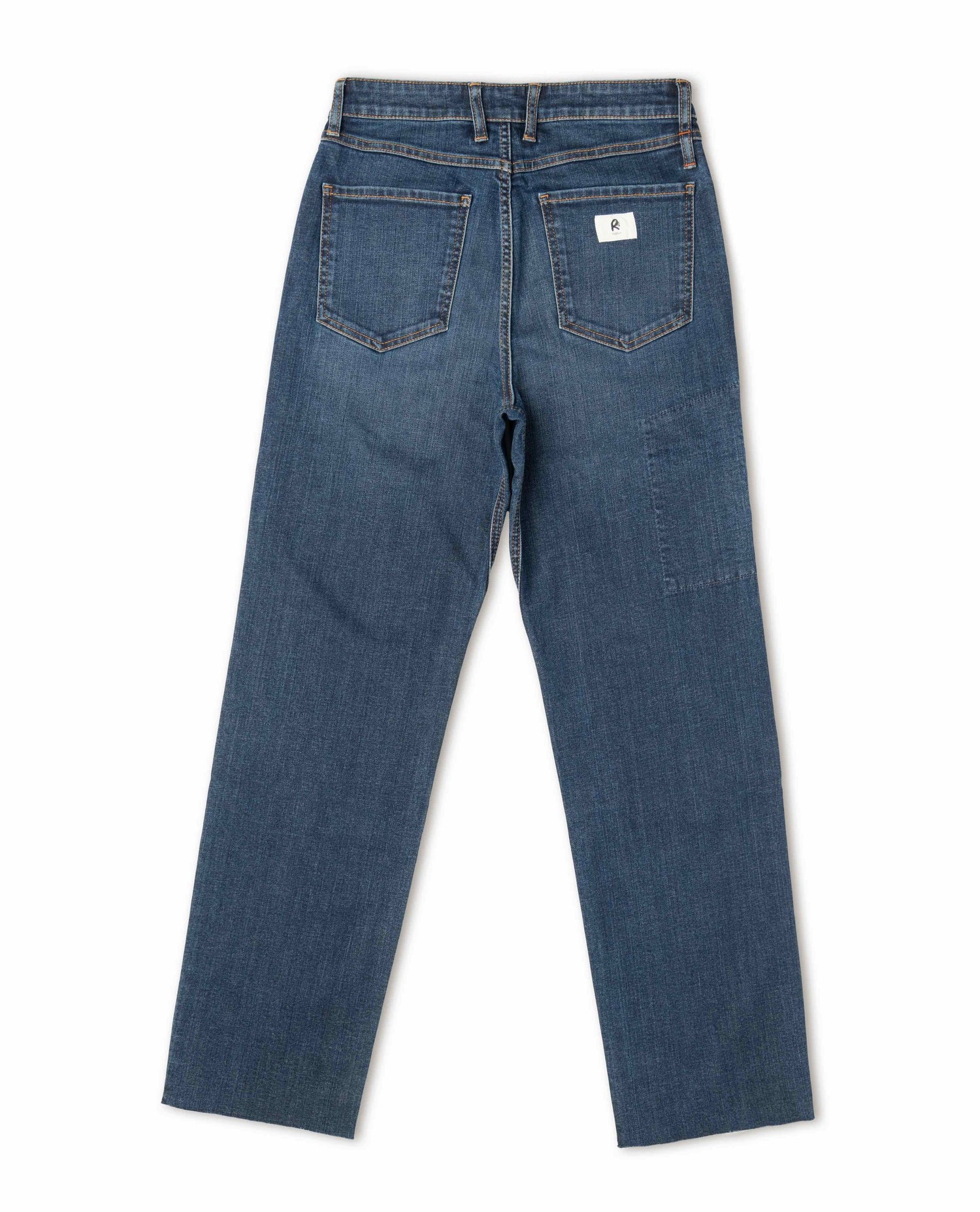 A rear view of a pair of Ripton blue jeans.