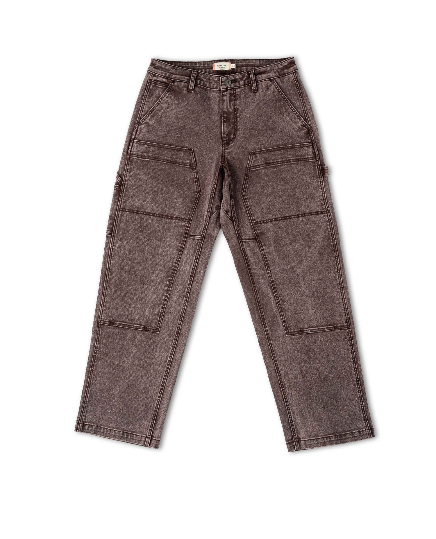 Brown denim pants on a white background
