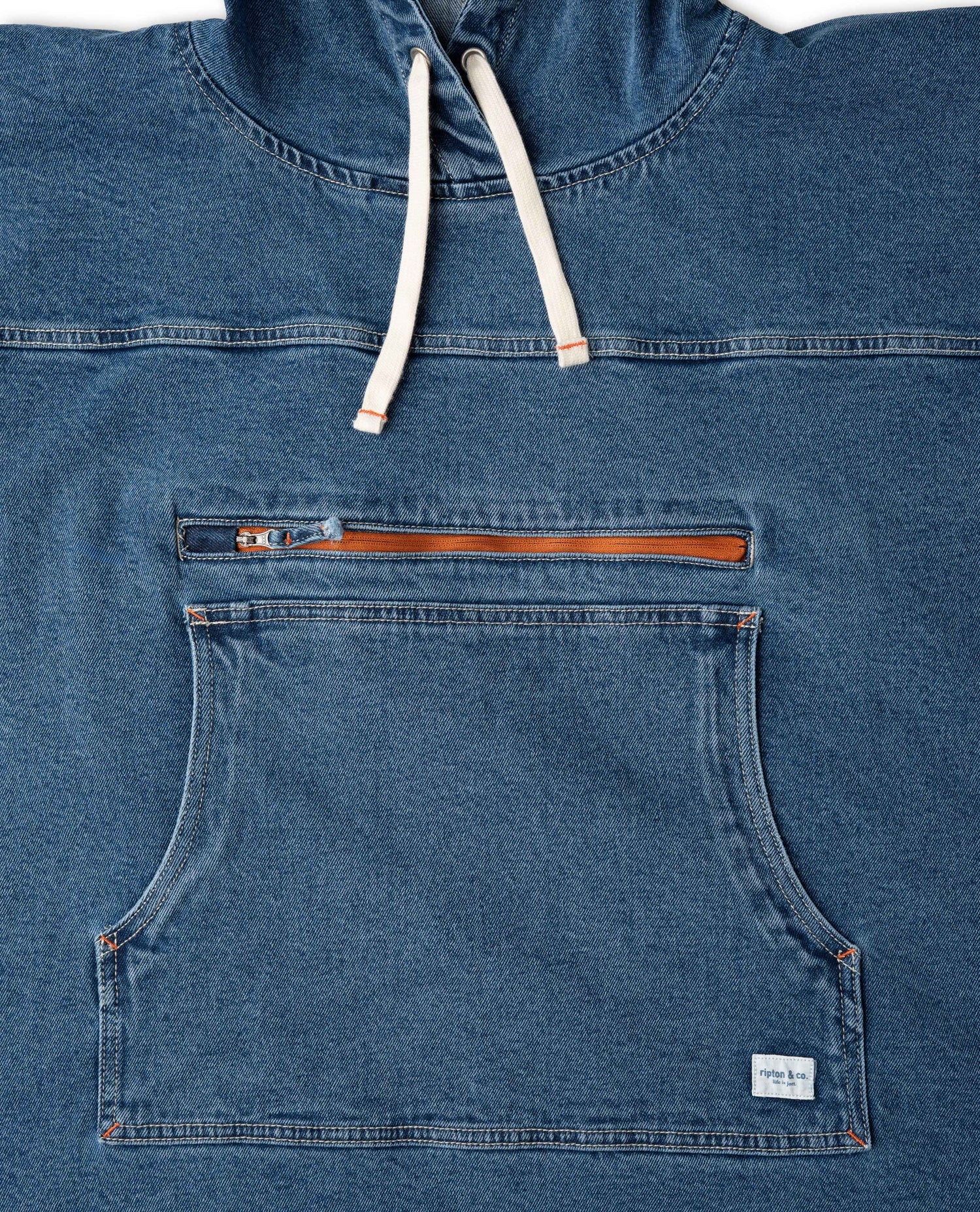 detail of denim poncho