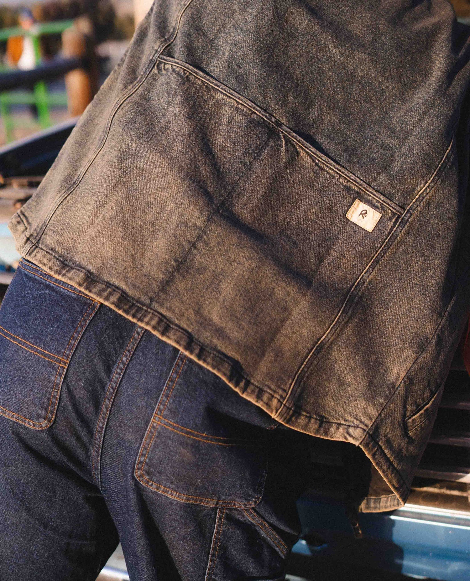 Rear detail shot of Dirty Dave sport utility jacket.