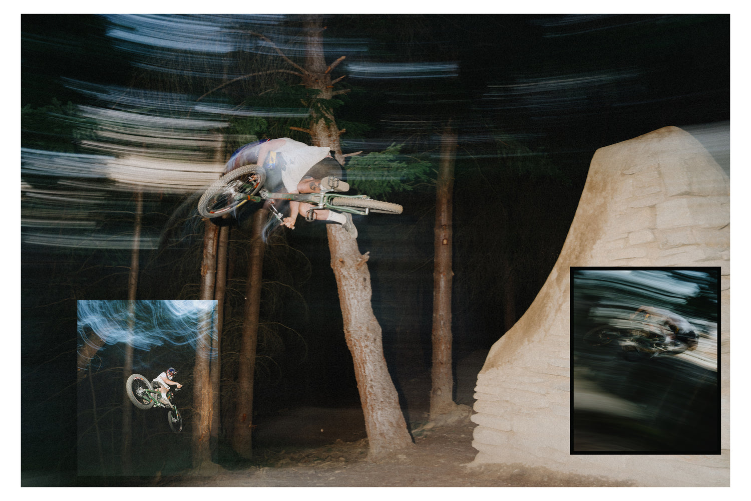 photo collage of people on mountain bikes with a blur effect