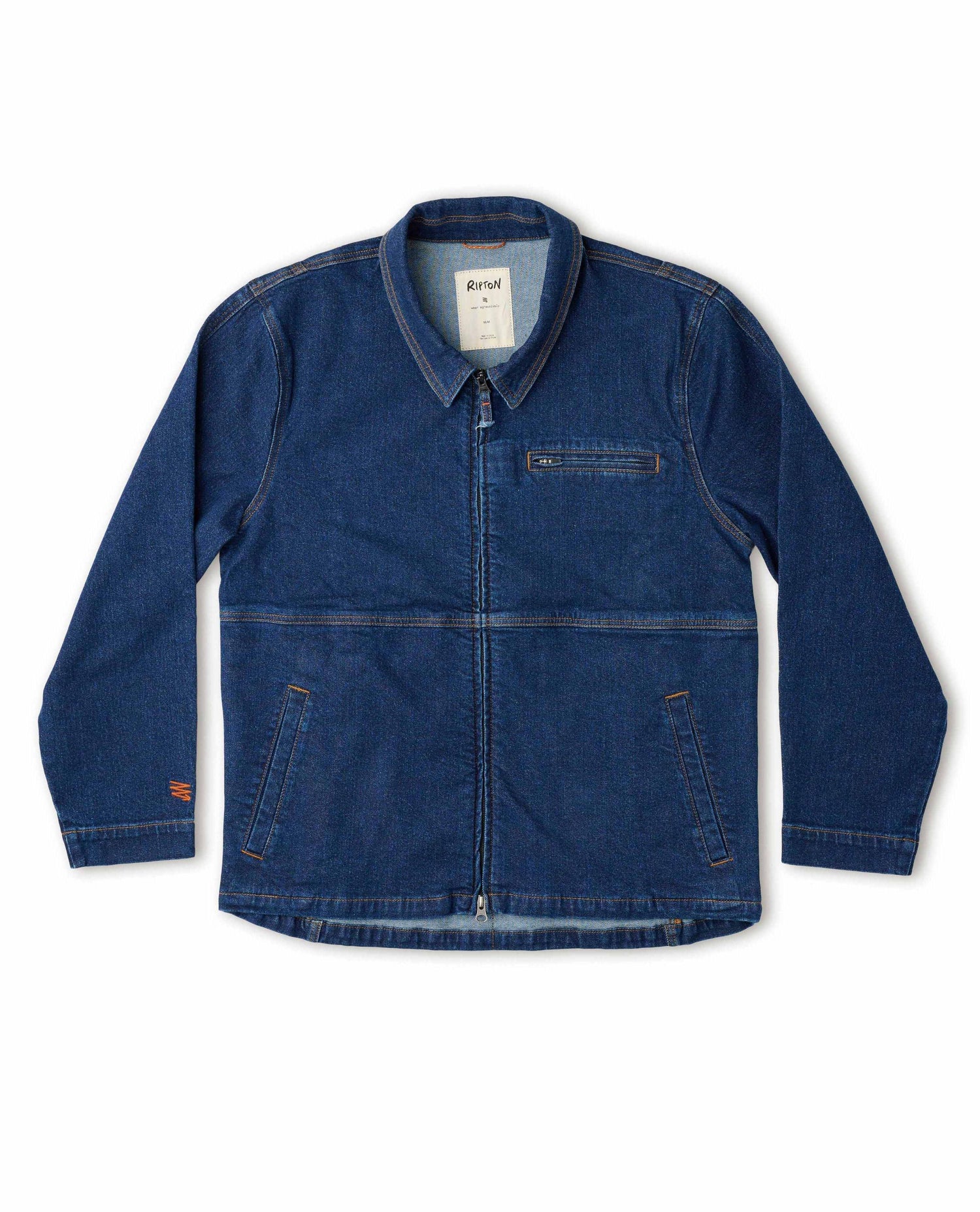 Denim sport utility jacket in studio