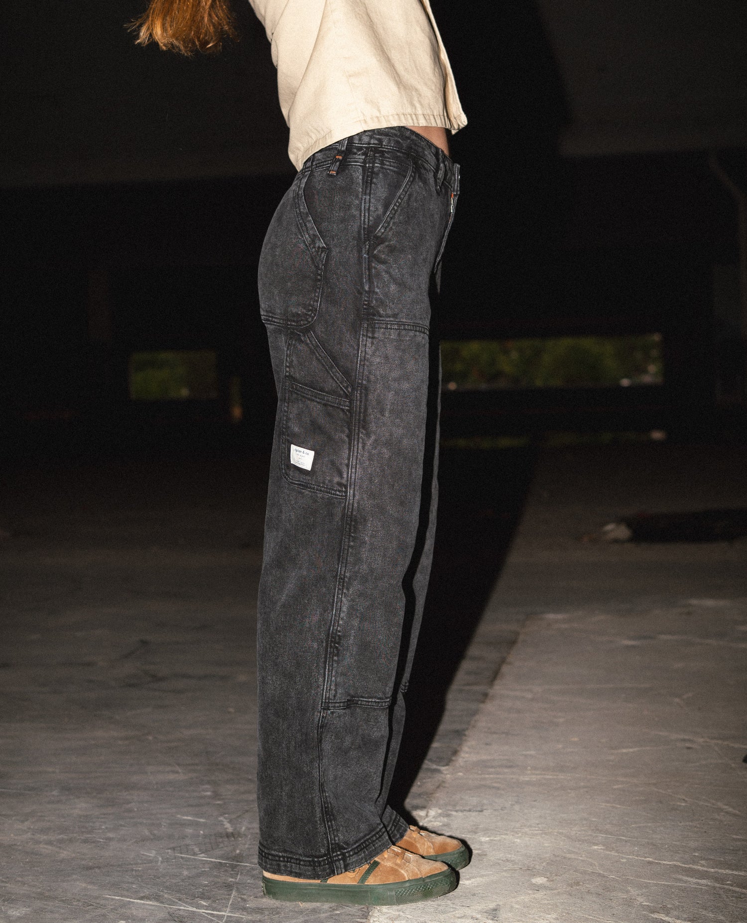 woman standing in Ripton dry sharpie pants.