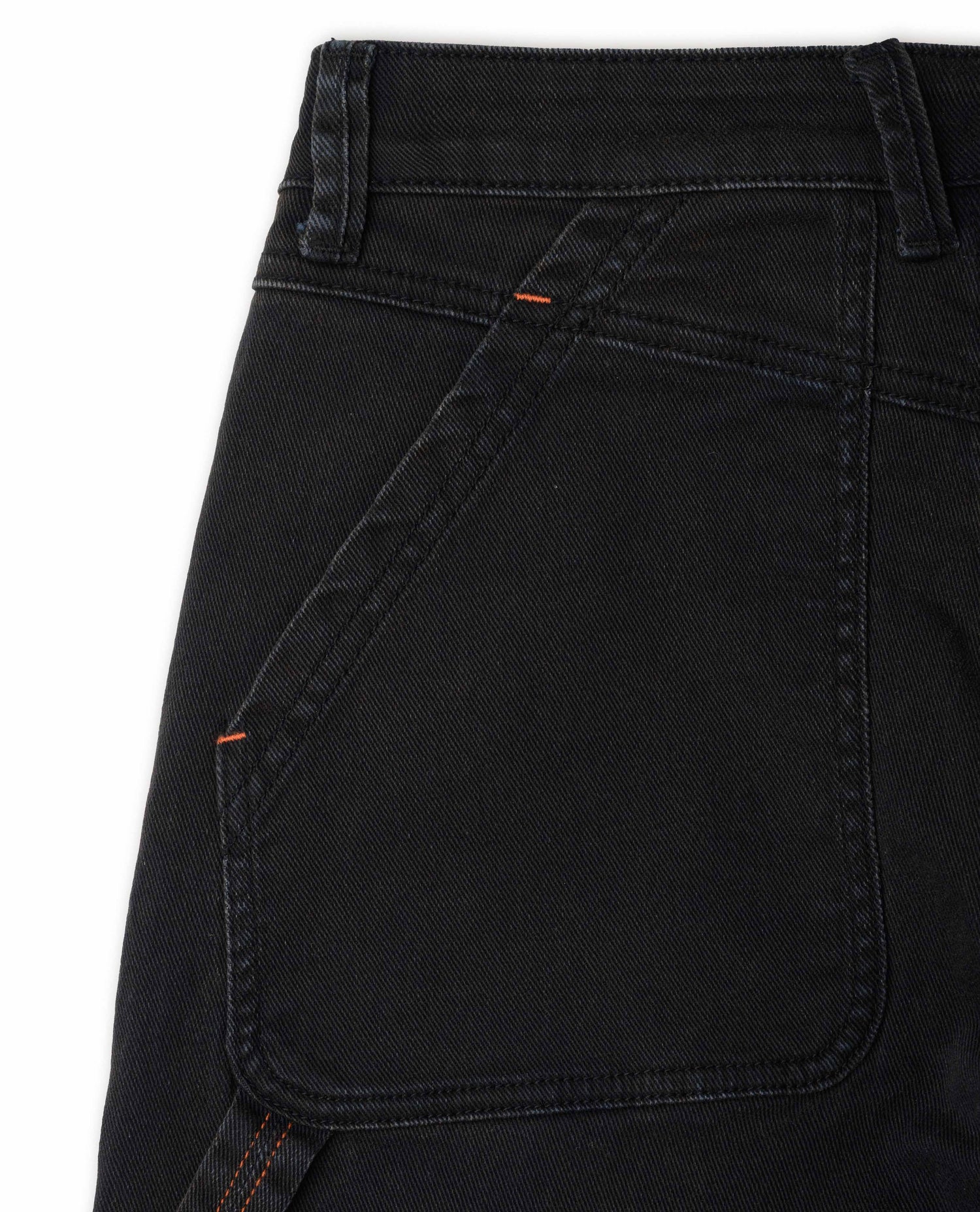 Black utility pants back pocket detail