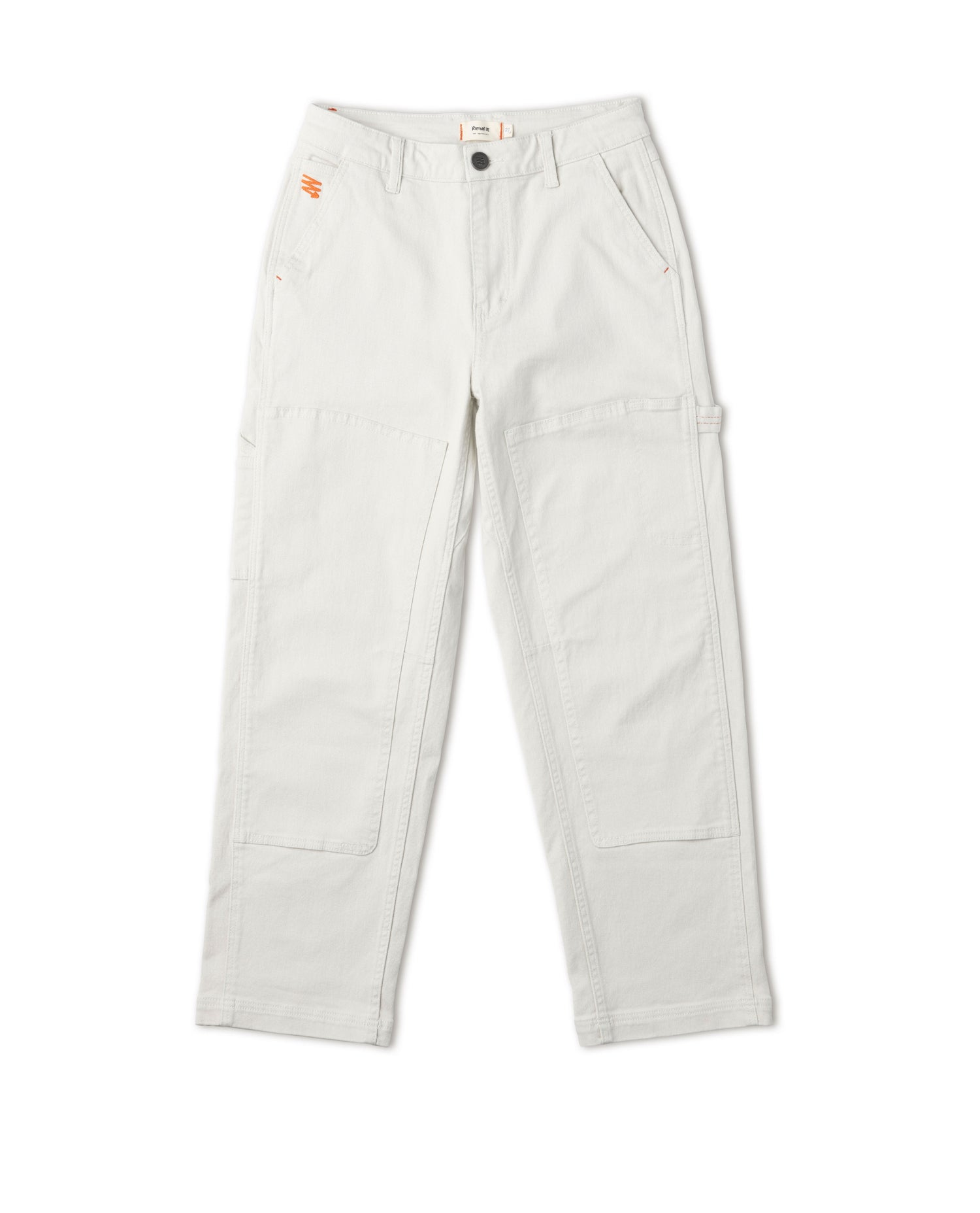 Women's bone utility pants studio shot.