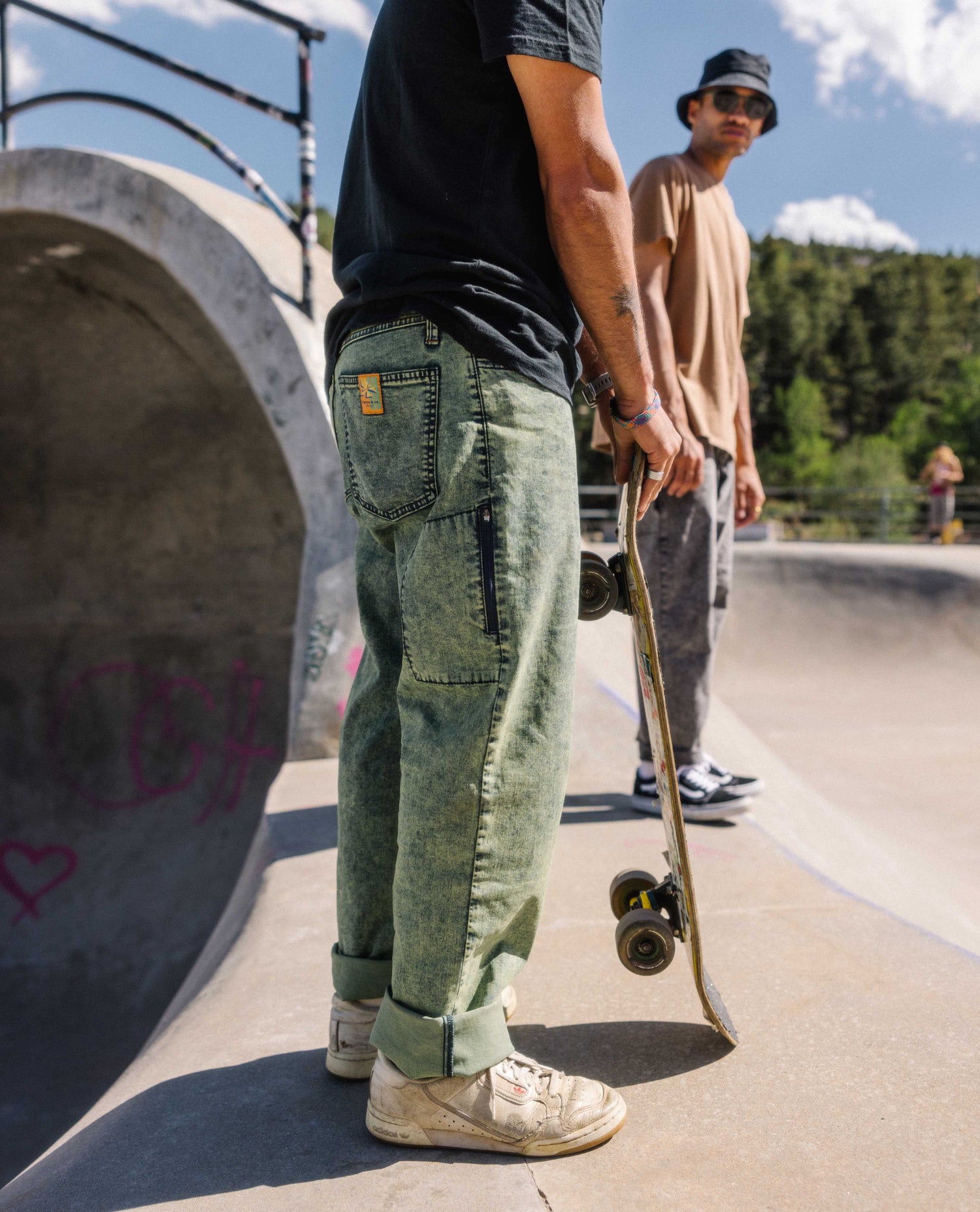 skateboarder in superlite jeans