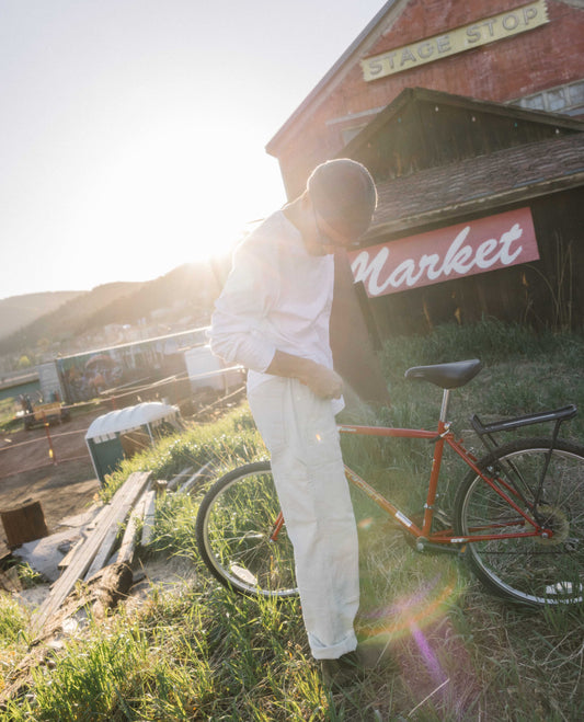 Man in white sport utility pants