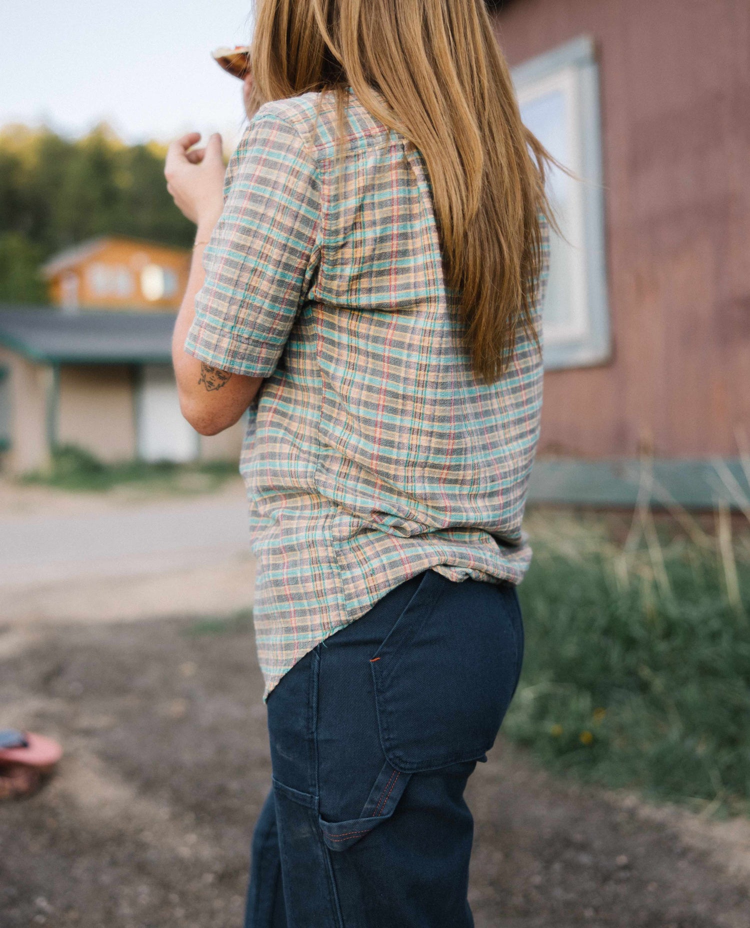 girl wearing utility pants