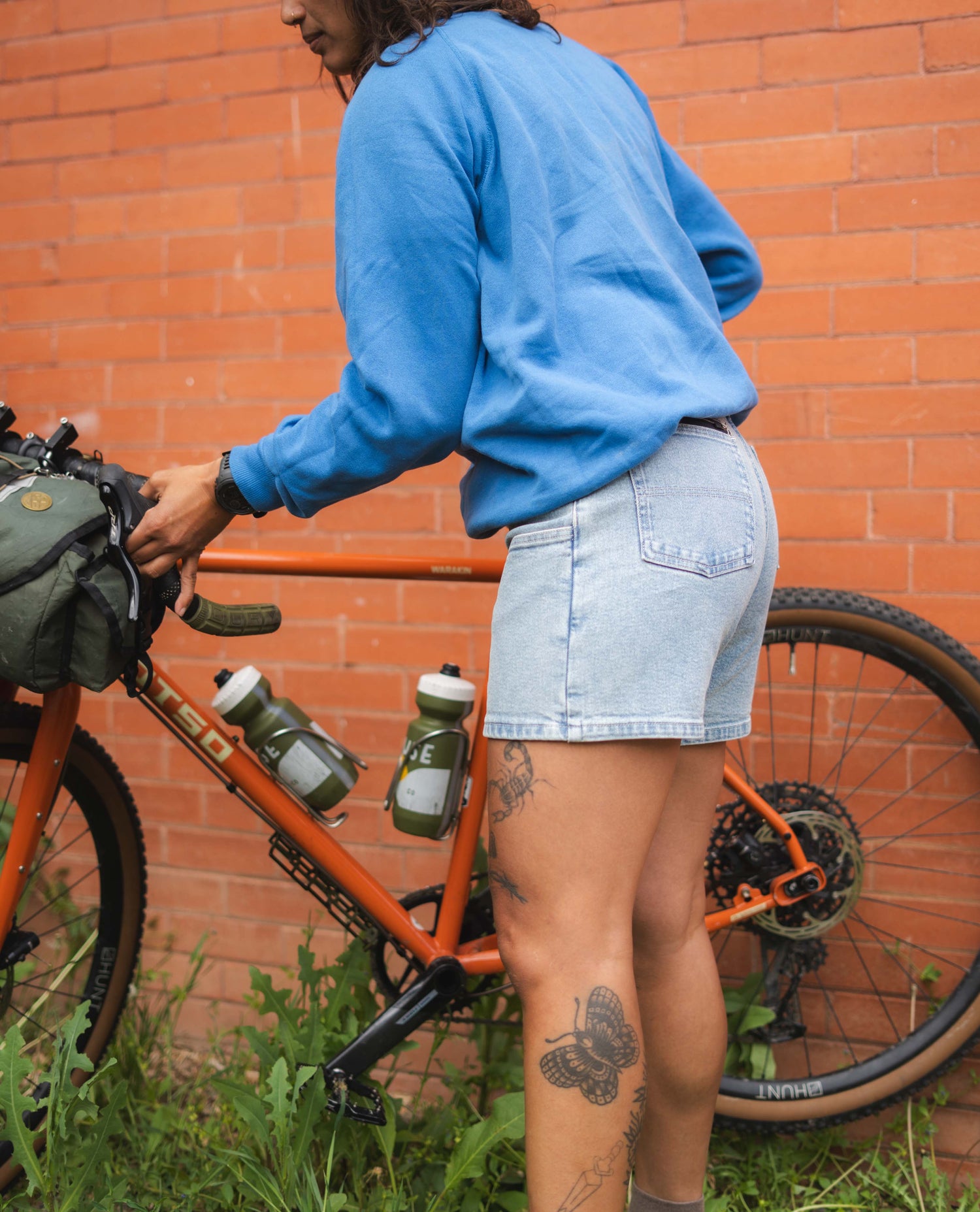 Alyssa wearing chore shorts