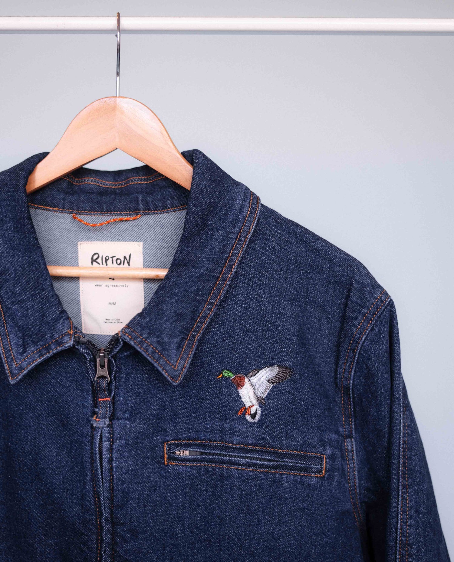 Denim Utilty Jacket with Duck embroidery details