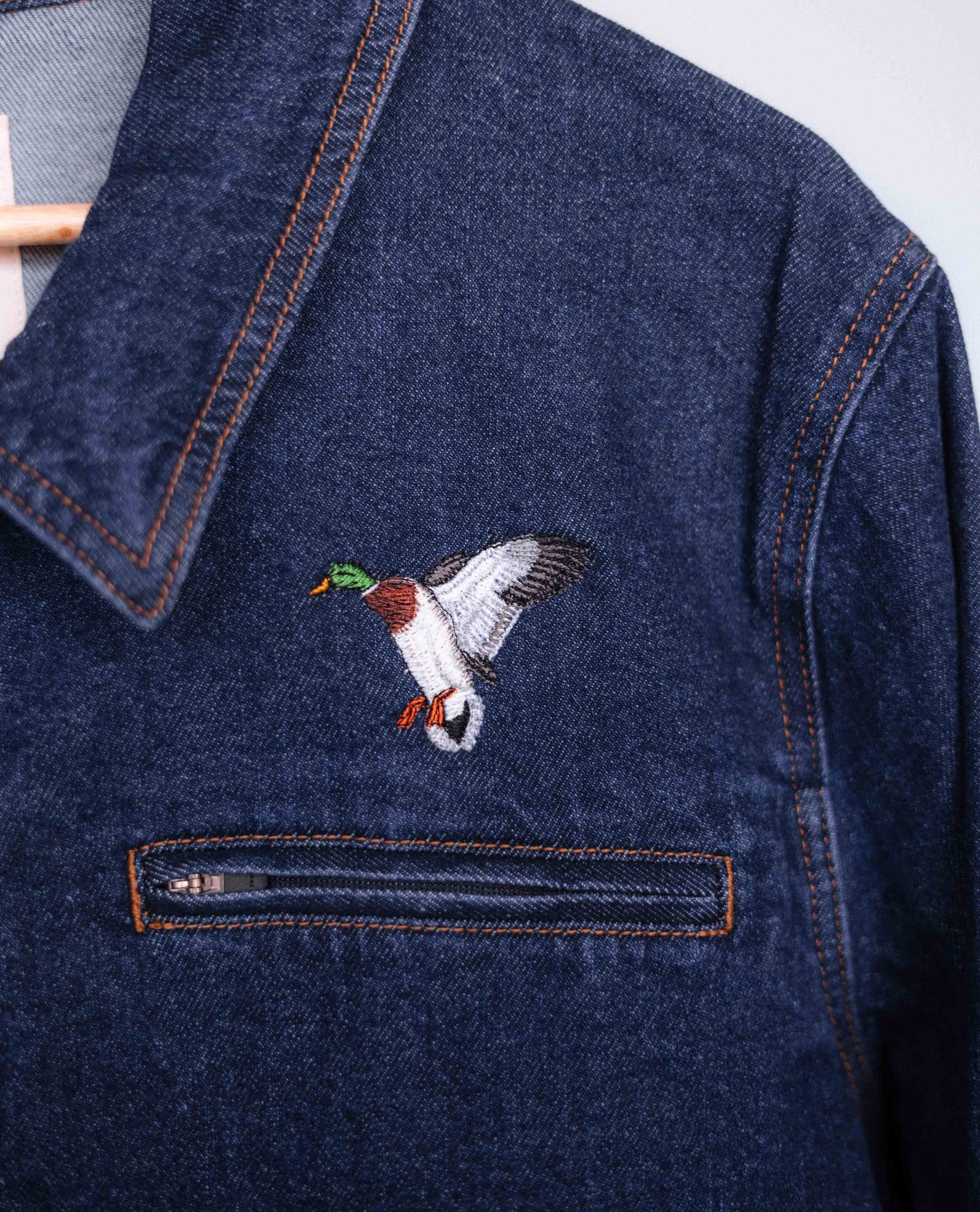 Denim Utilty Jacket with Duck embroidery details