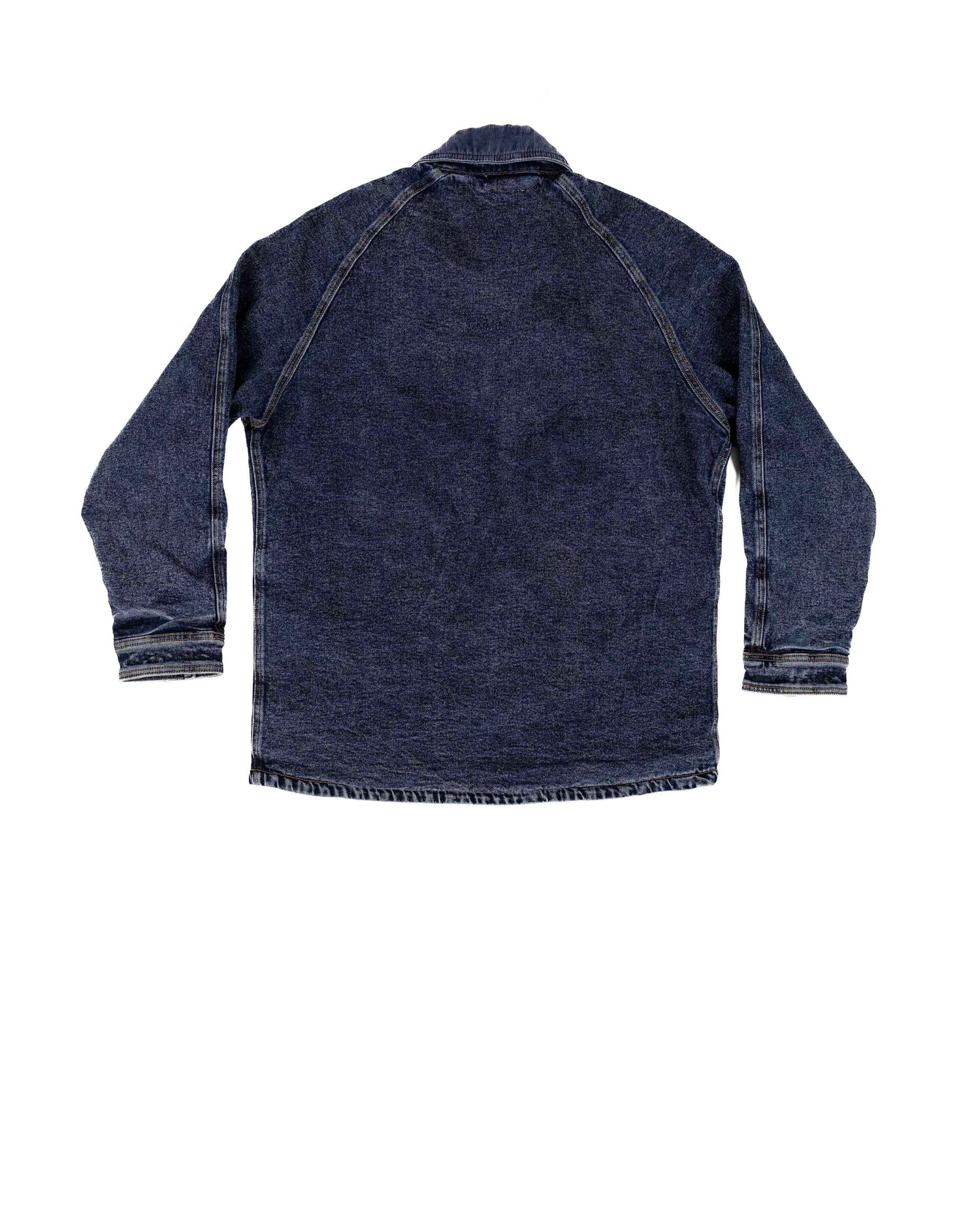 Blue denim jacket on a white background