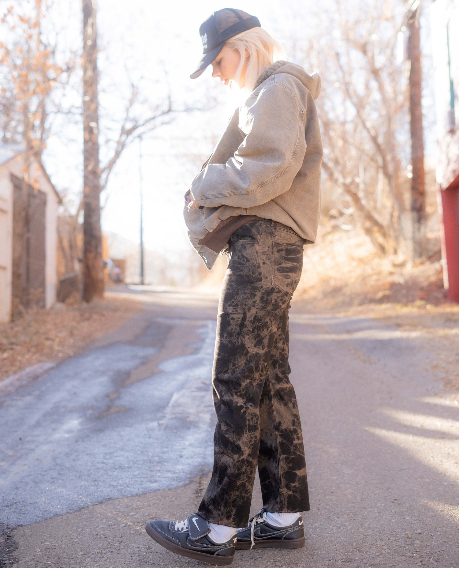 Hello Buddy Superlite Jeans on meghan with a jacket