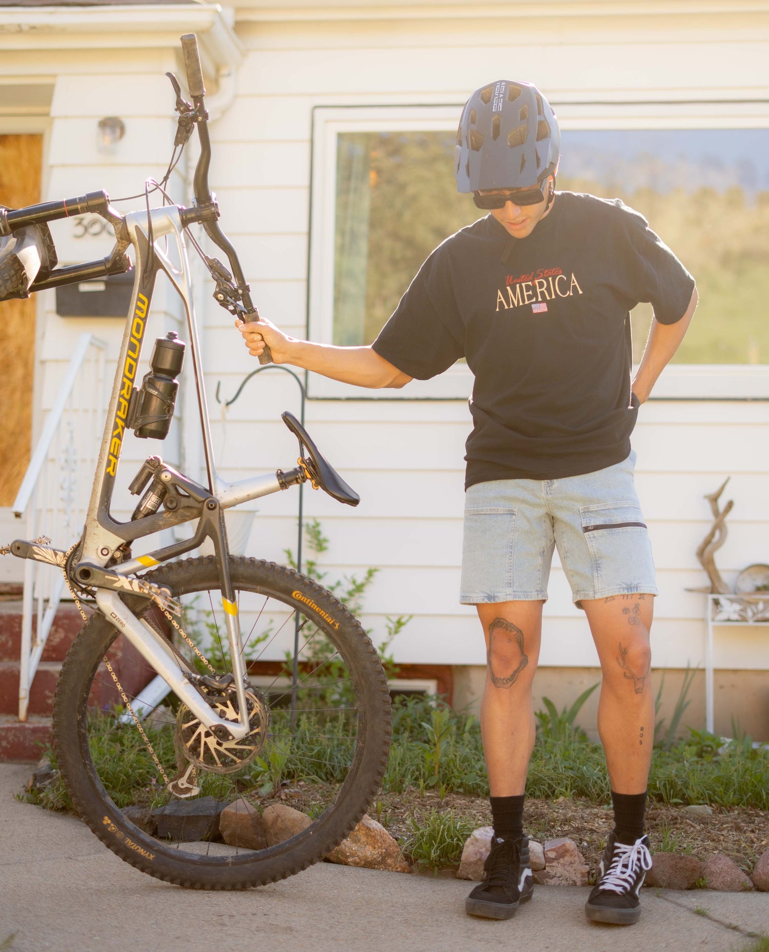 Gabe wearing Chore Jorts