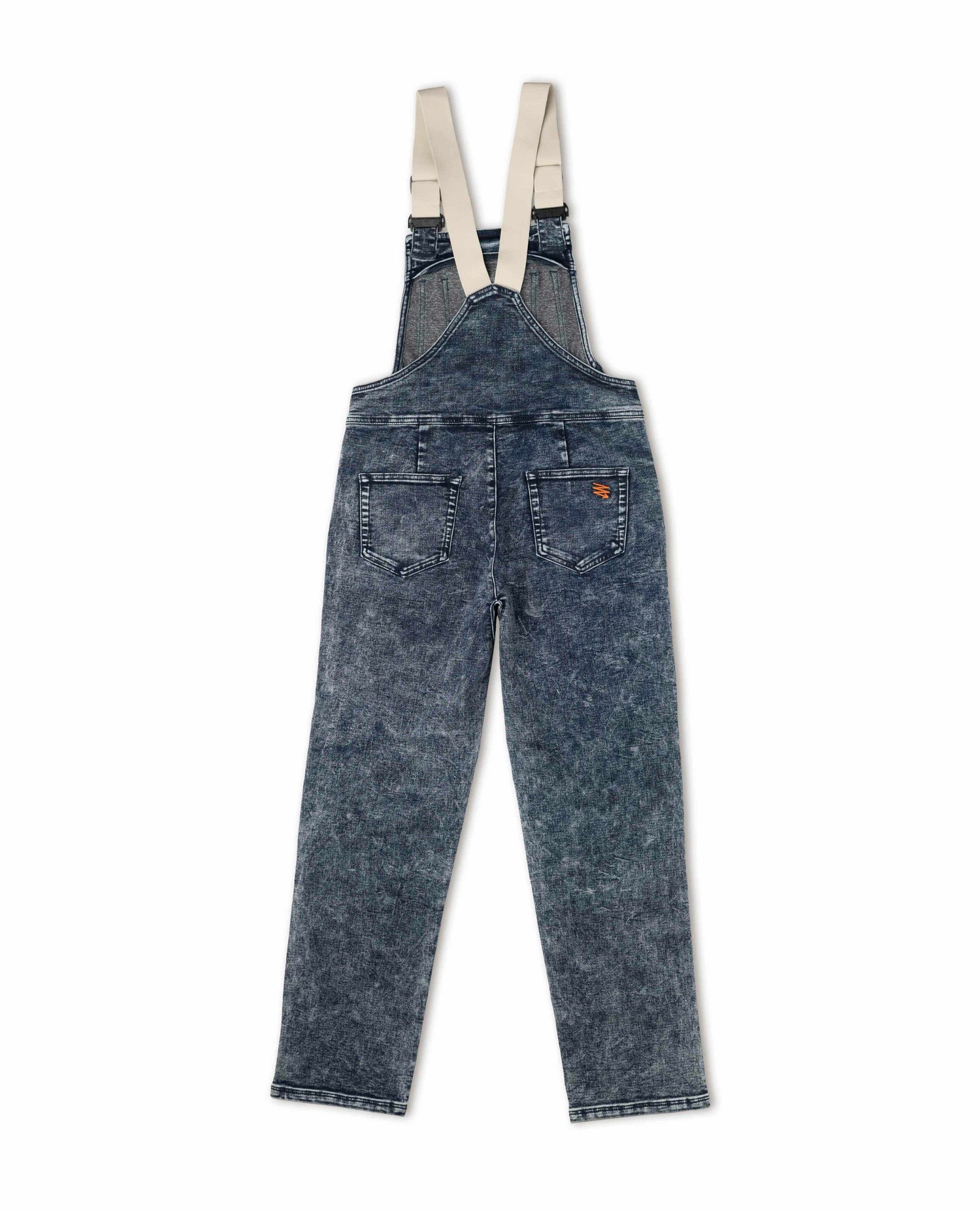 Indigo Marble women's denim overalls back