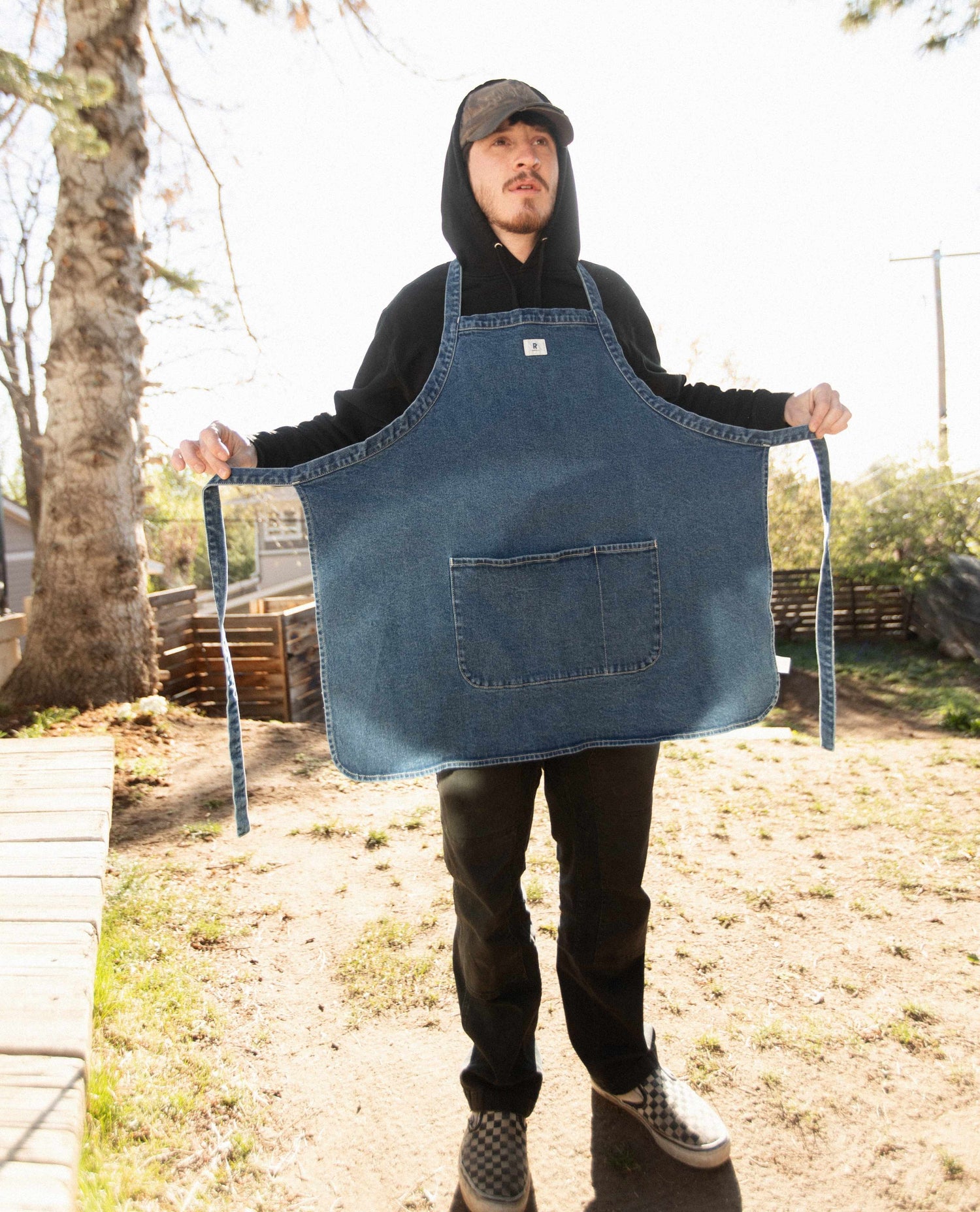 Jean apron backyard bbq