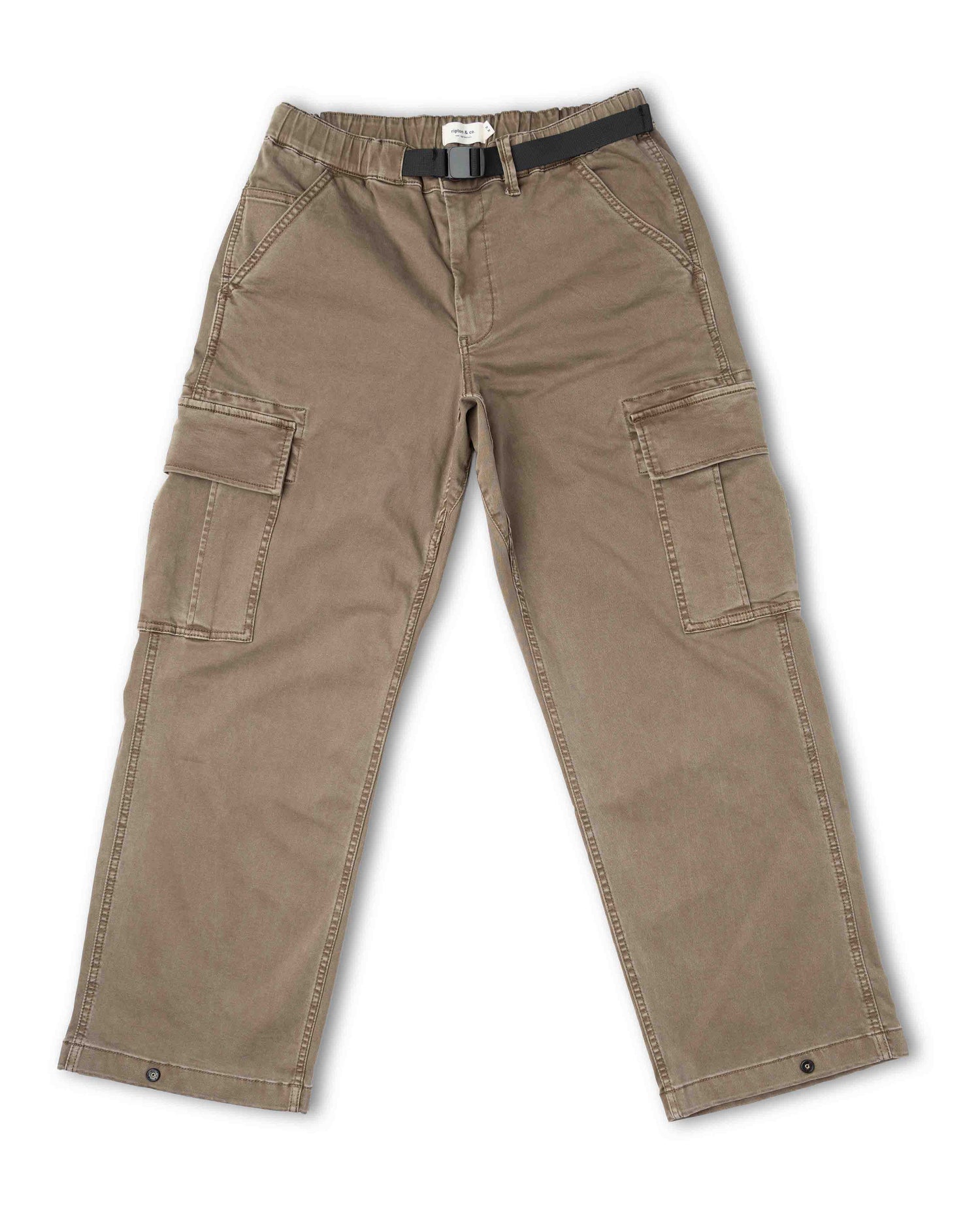 Brown pants with black belt on white background