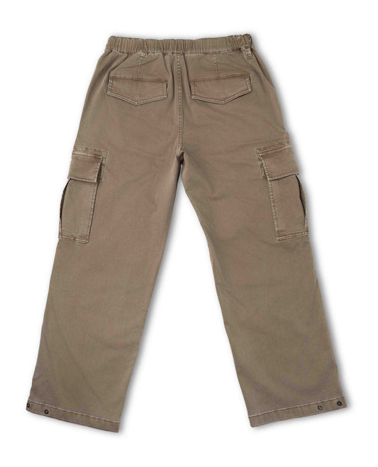 Back of brown pants on white background