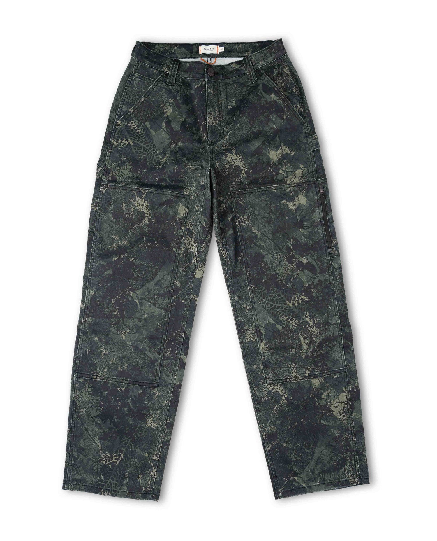 Front of leaf camouflage pants on white background