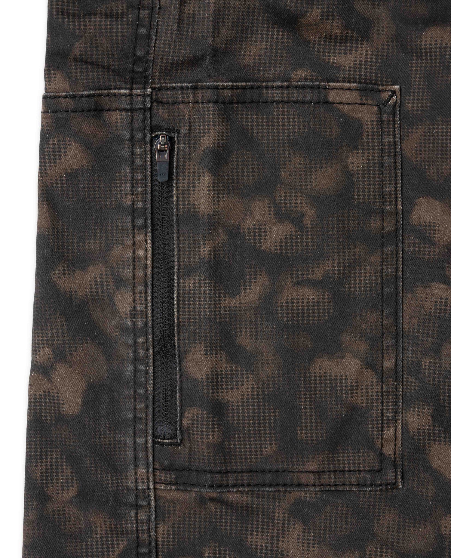 Close up of camouflage pocket on white background