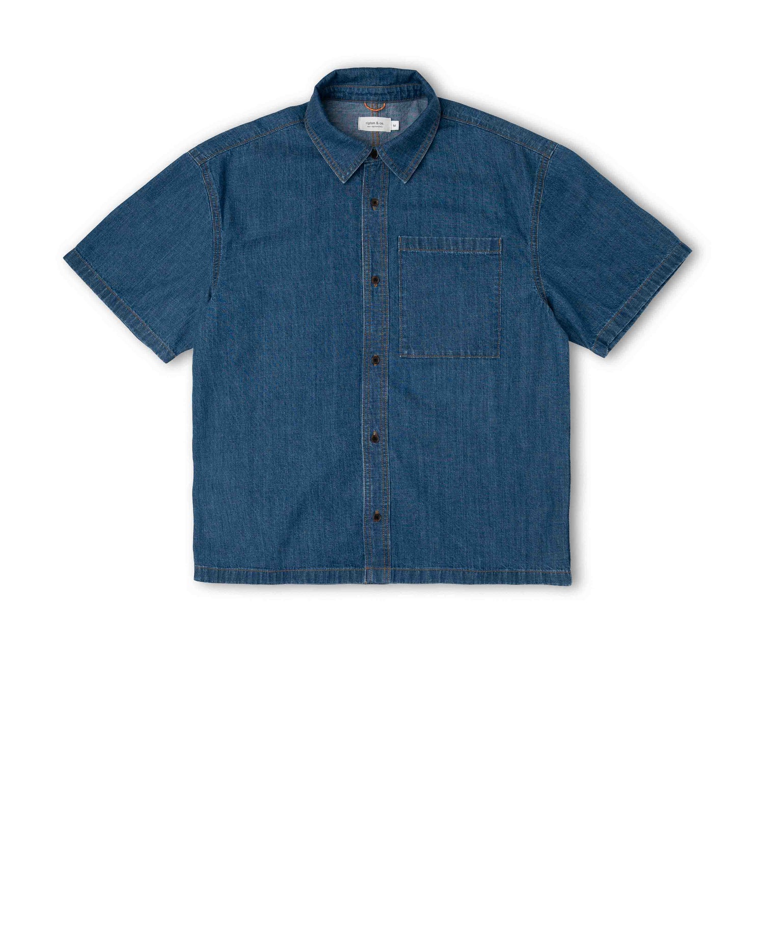 Blue denim shirt on a white background