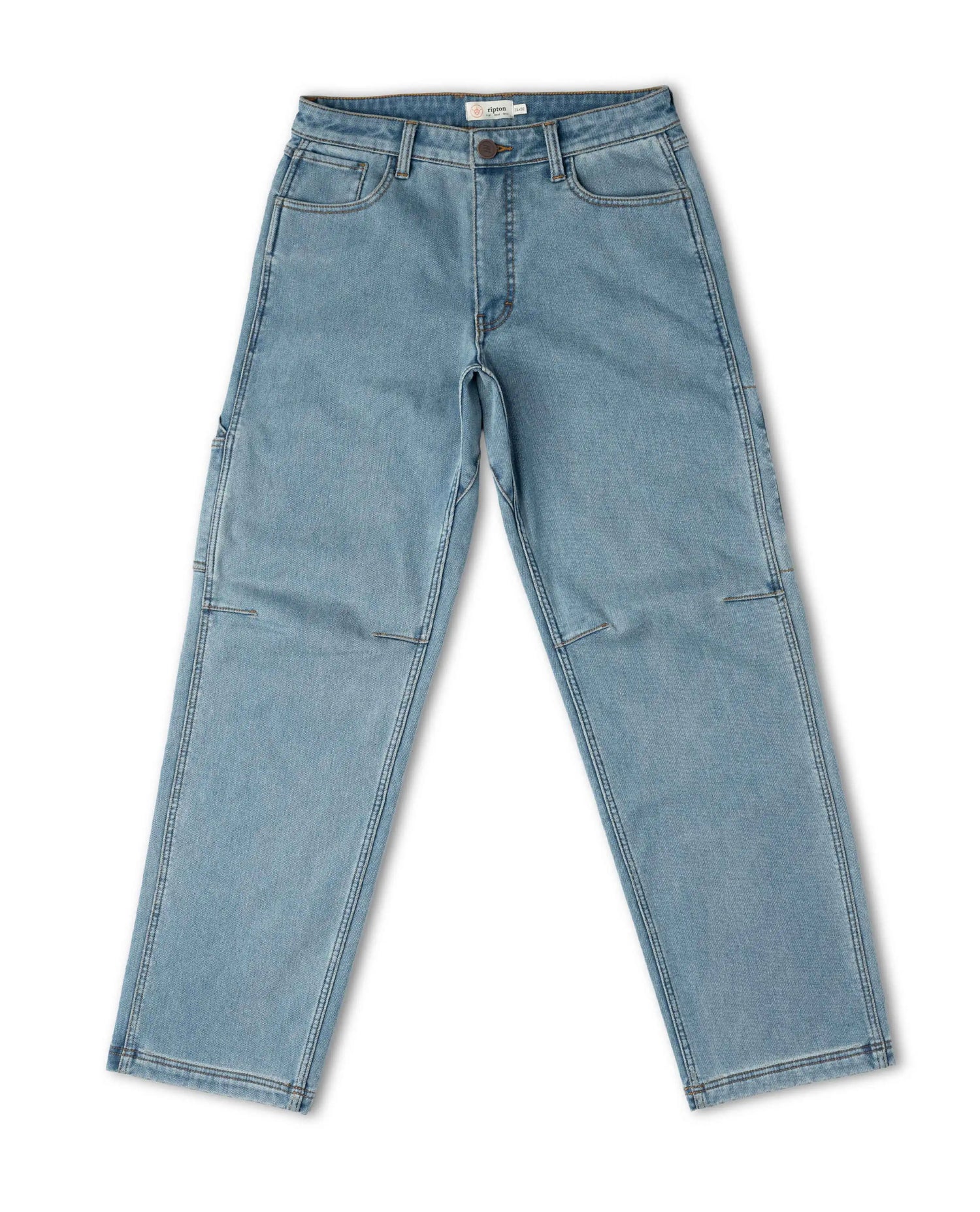 Blue denim jeans on white background. 