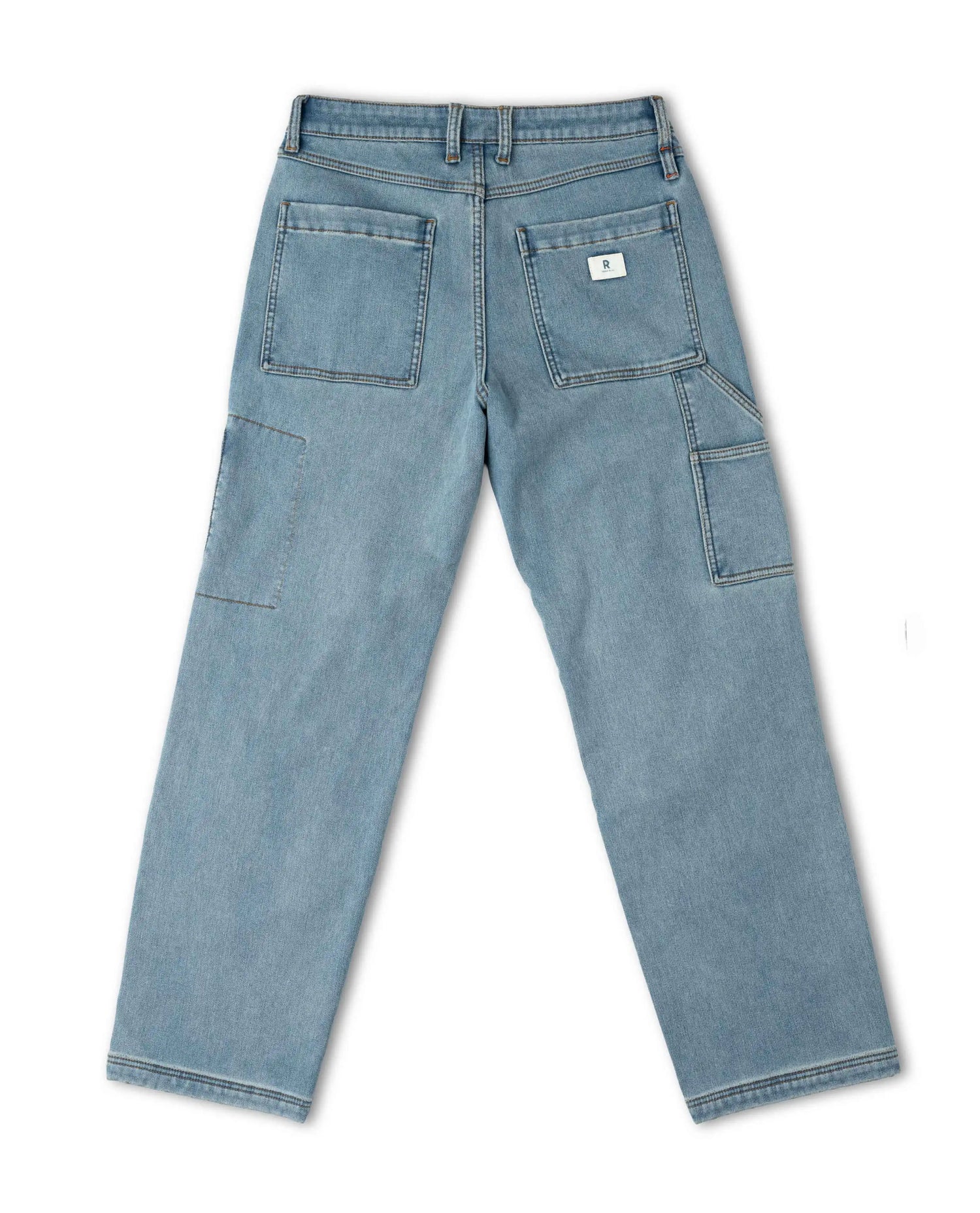 Blue denim jeans on white background. 