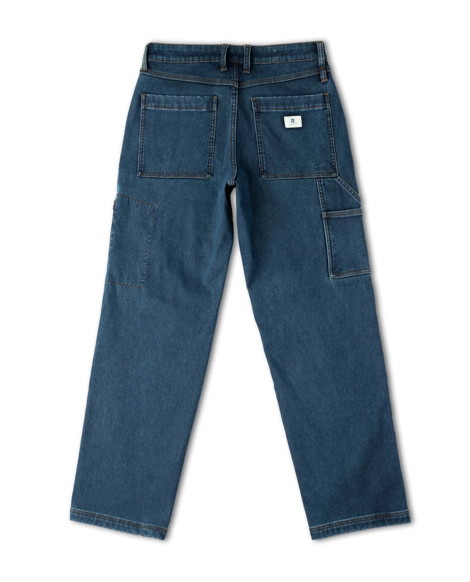 Blue denim jeans on white background. 