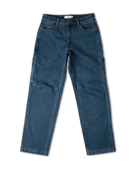 Blue denim jeans on white background. 