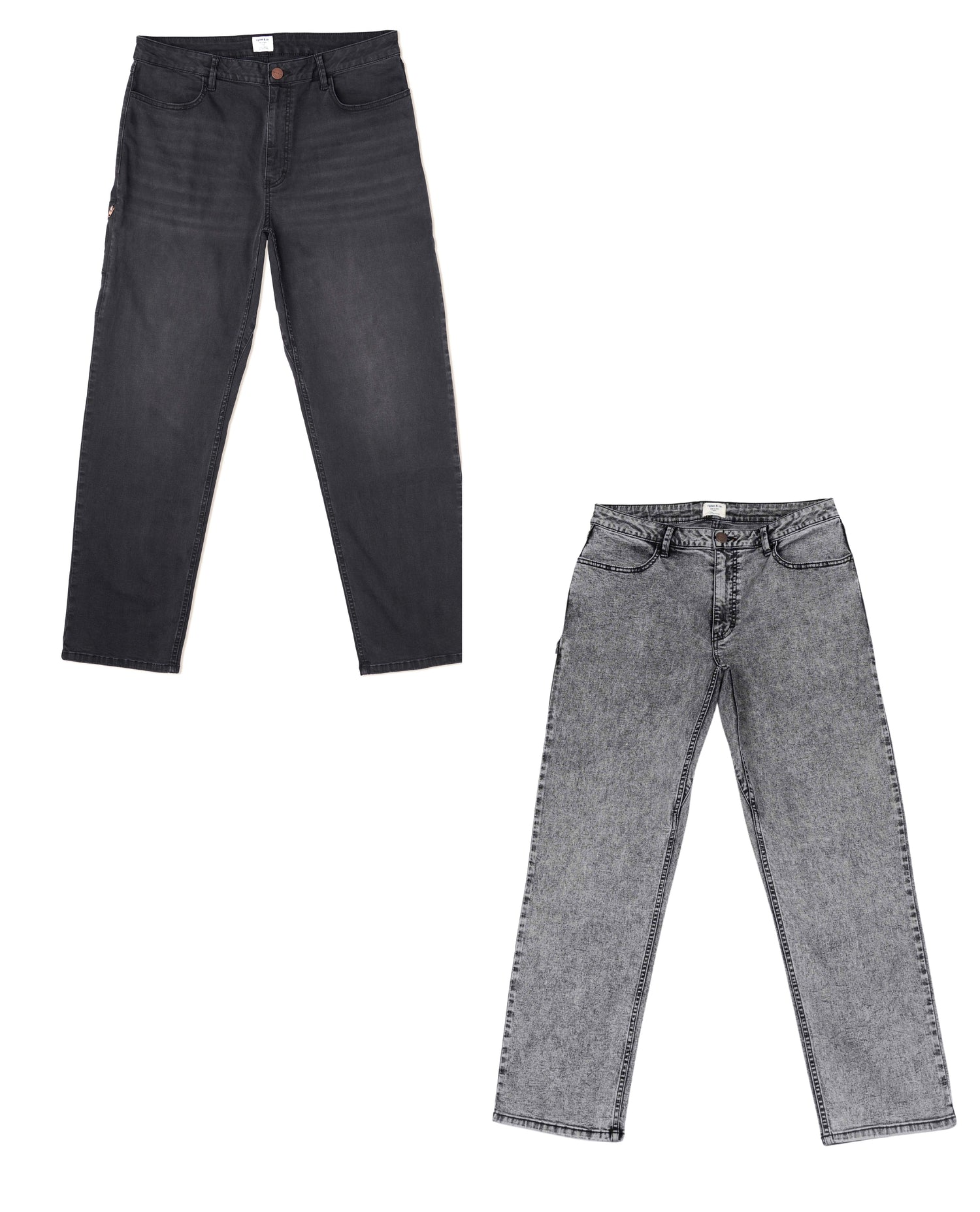 Two pairs of Ripton jeans in studio.