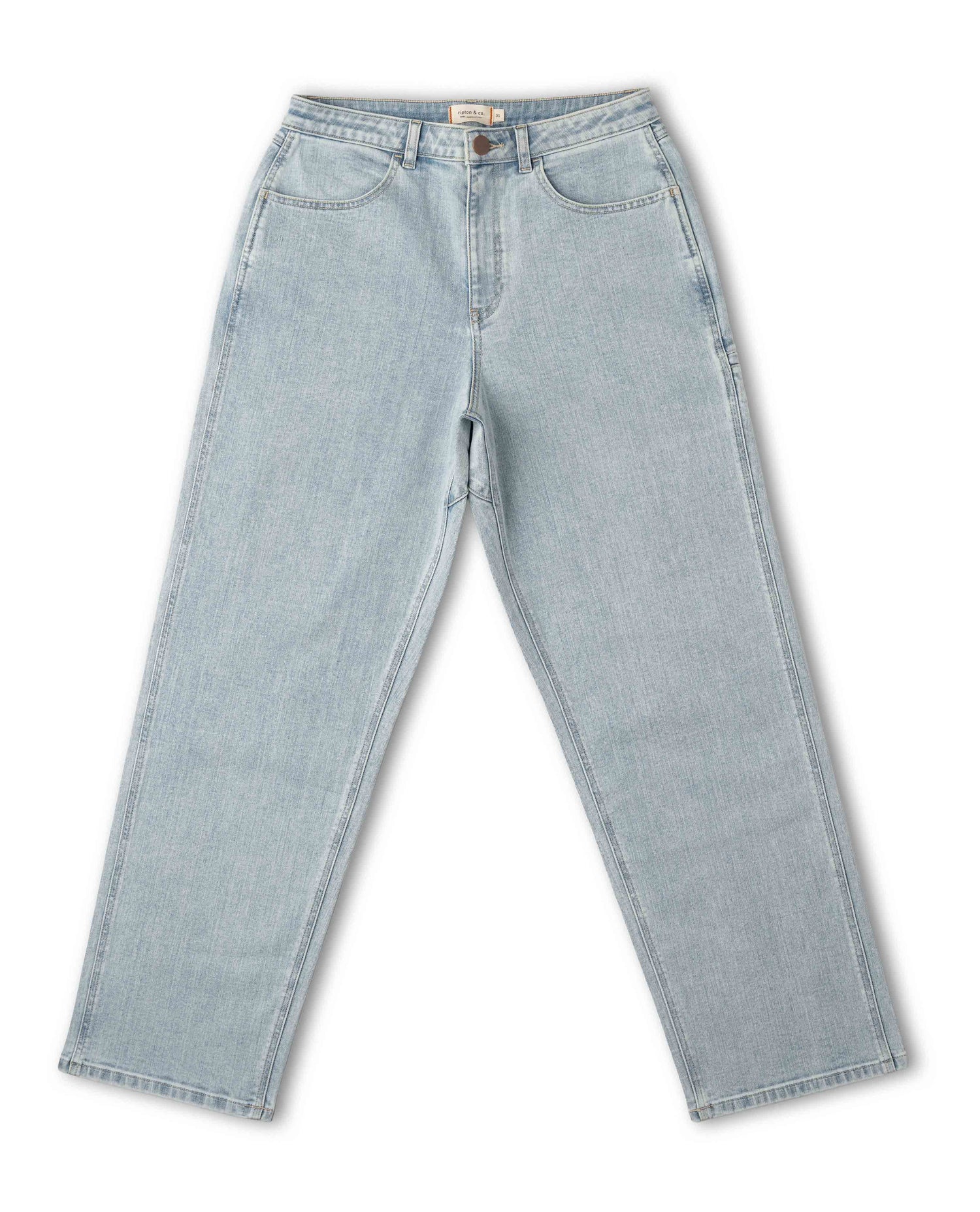 Light blue jeans on a white background