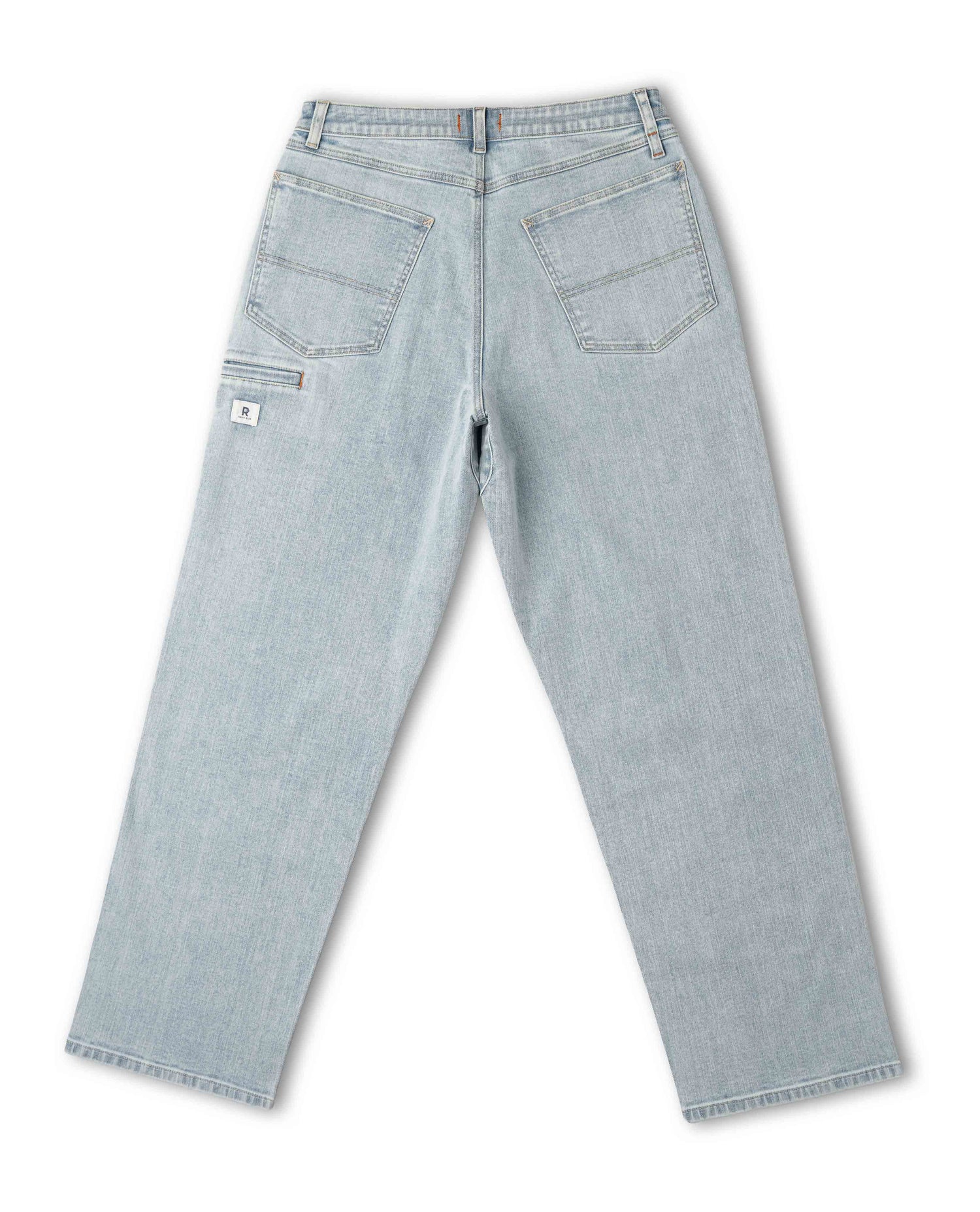 Light blue jeans on a white background