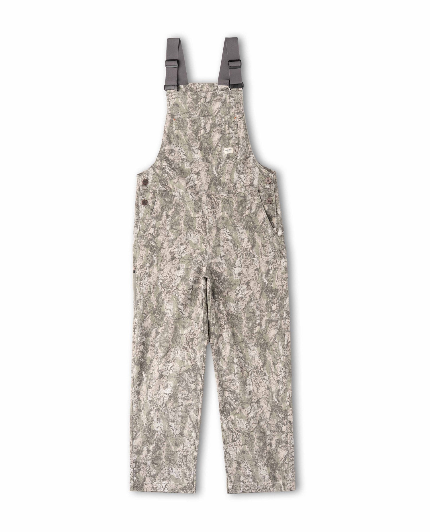 Floral-patterned overalls with suspenders on a white background