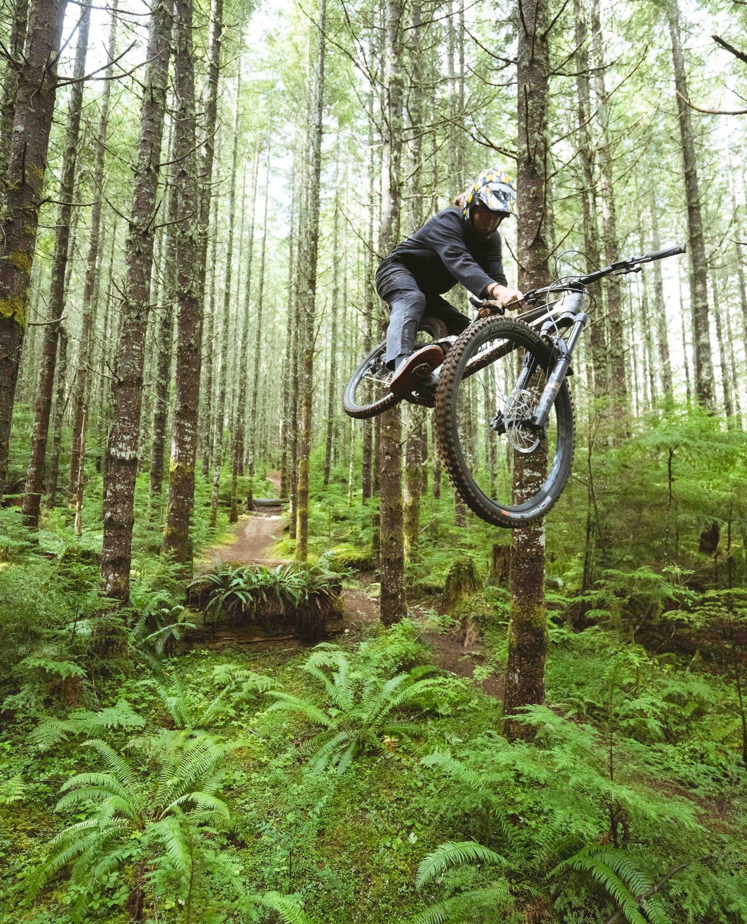 Mountain biker in a Denim Coverall