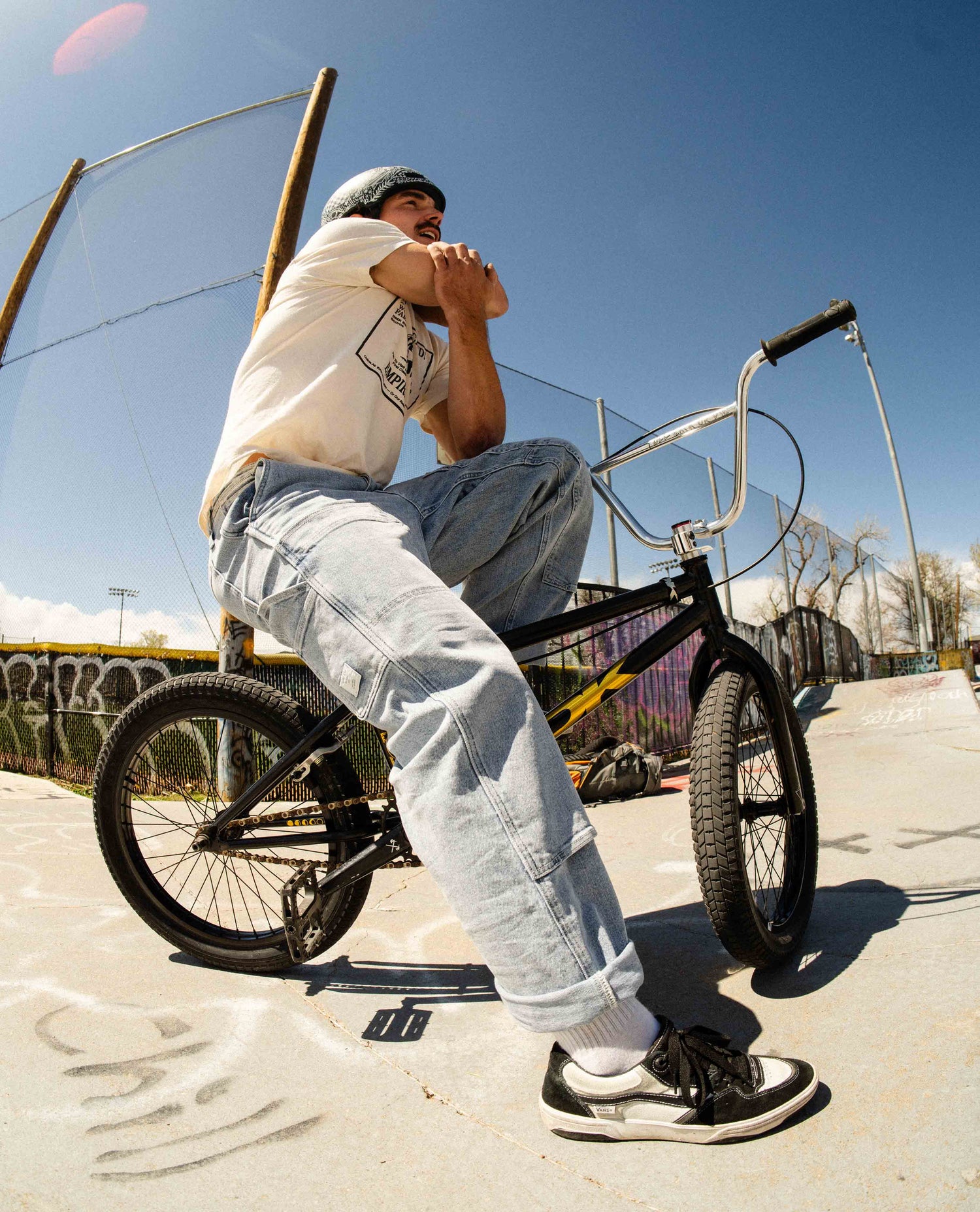 Daytona Utility Jeans on callum on his bmx