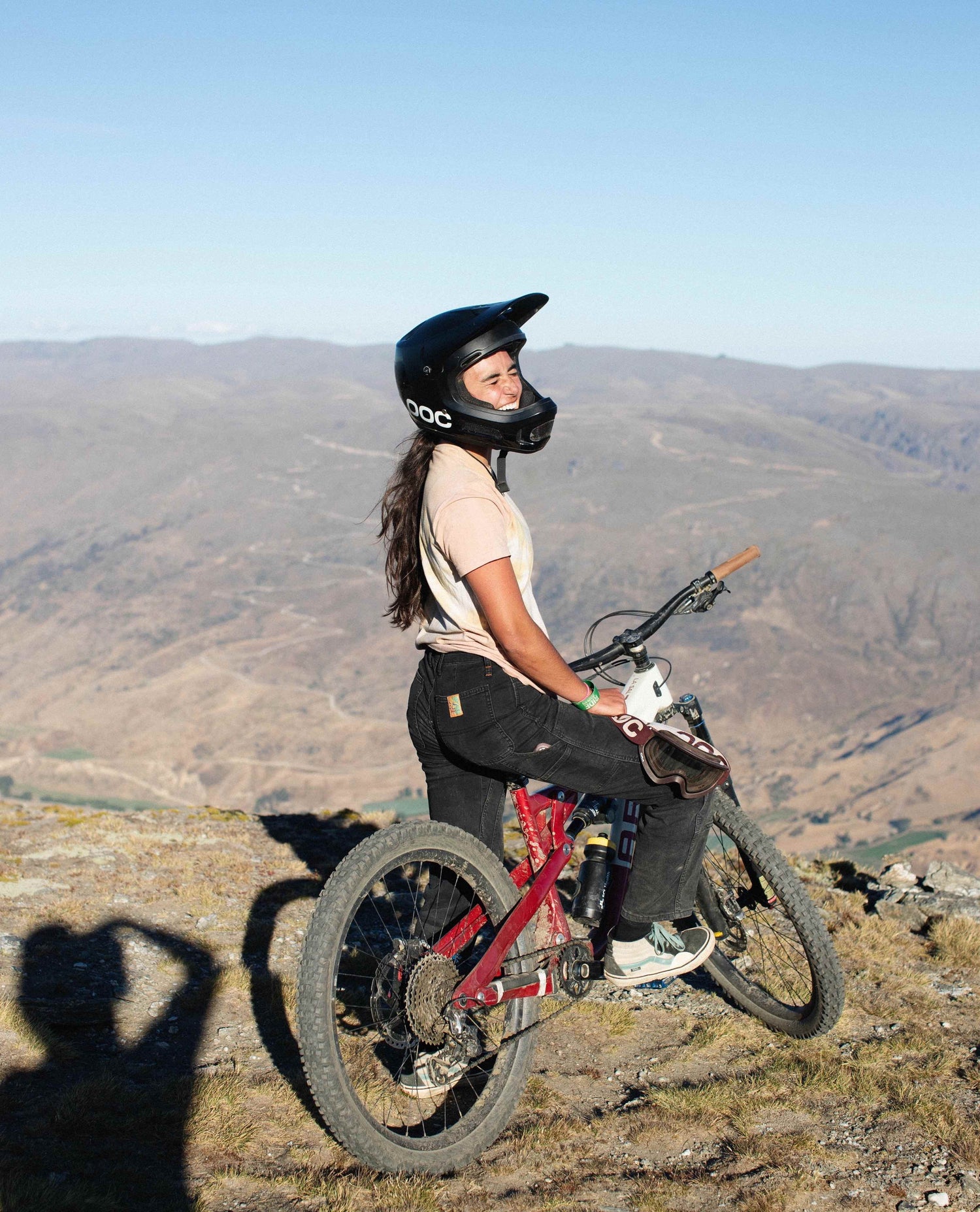 Ari in New Zealand on a bike