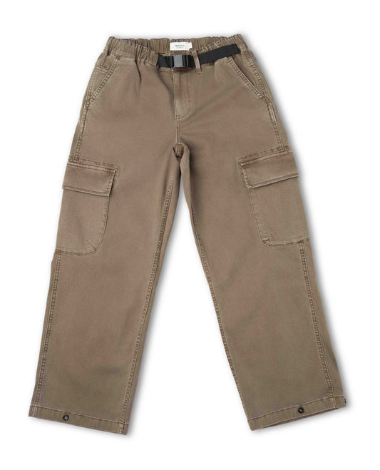Brown pant with black belt on white background 