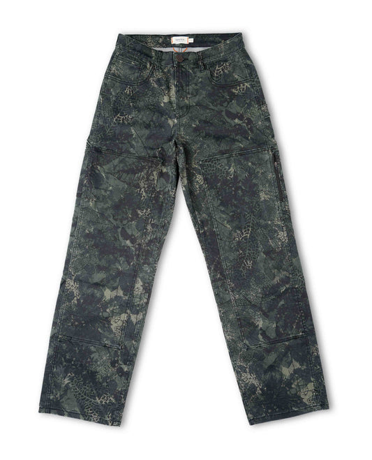 Front of a leaf camouflage pant on a white background.  