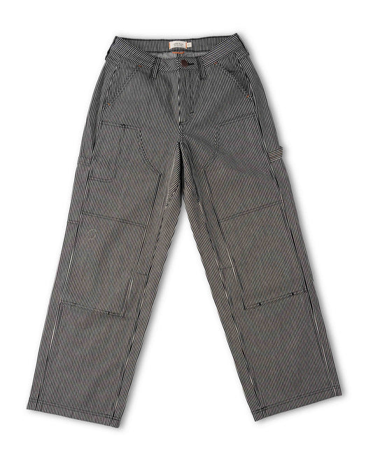 Black and white striped pant, front view, on white background