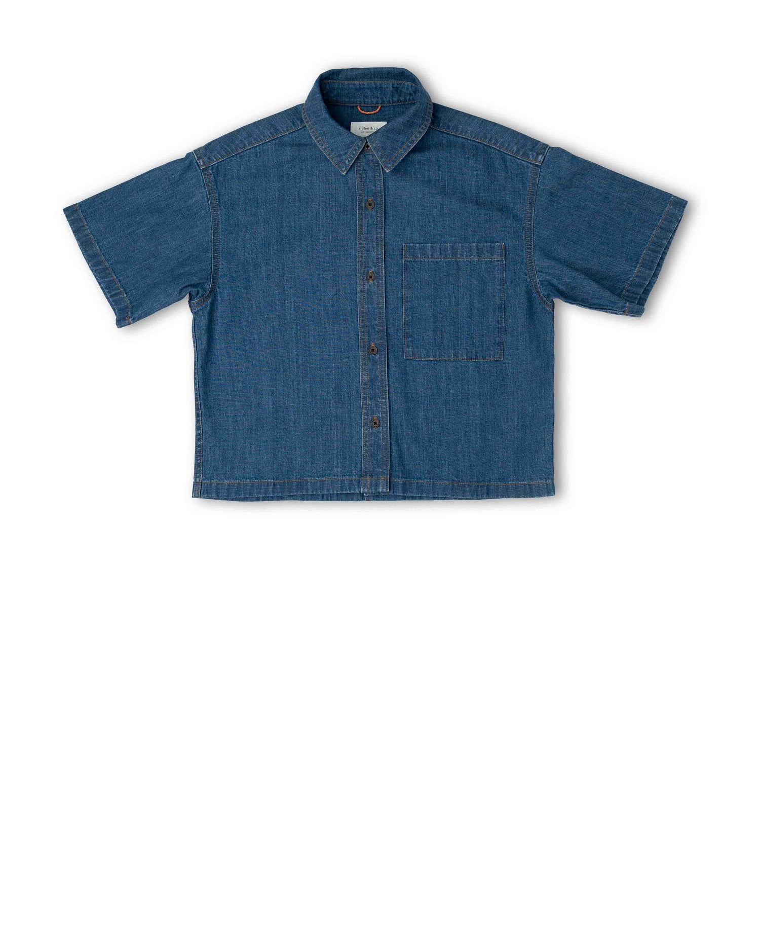 Blue denim shirt on a white background