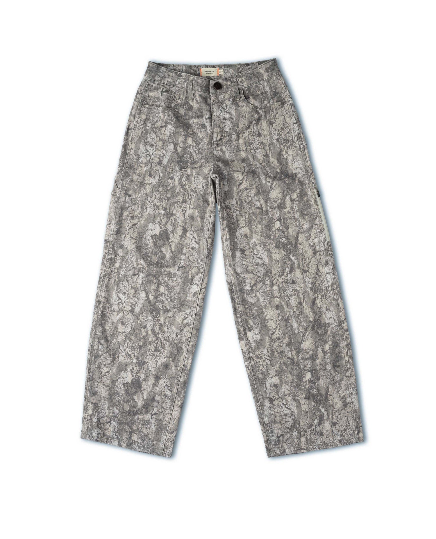 Gray camouflage pants on a white background