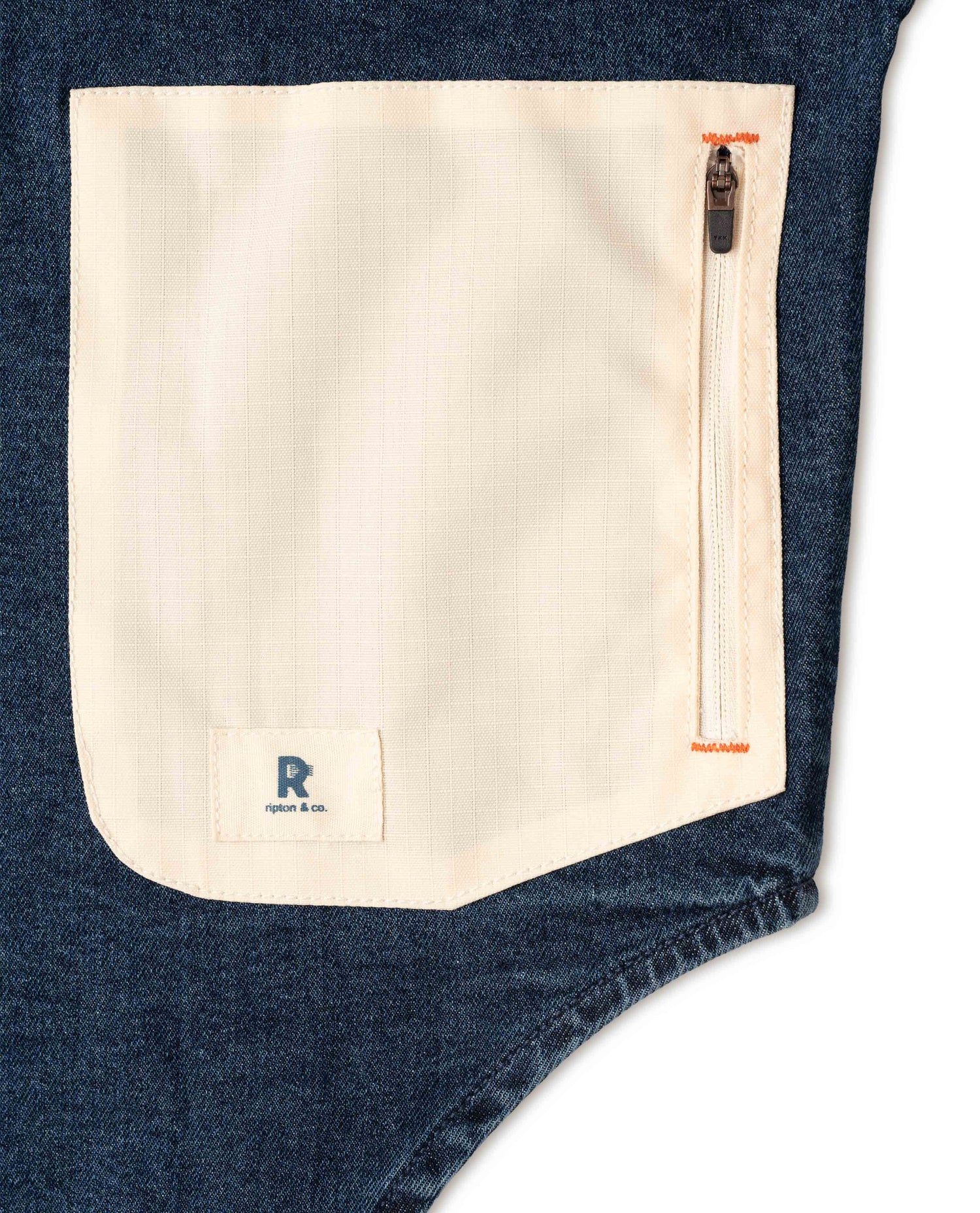 Ripton Hayai denim shirt studio photo on a white background. 