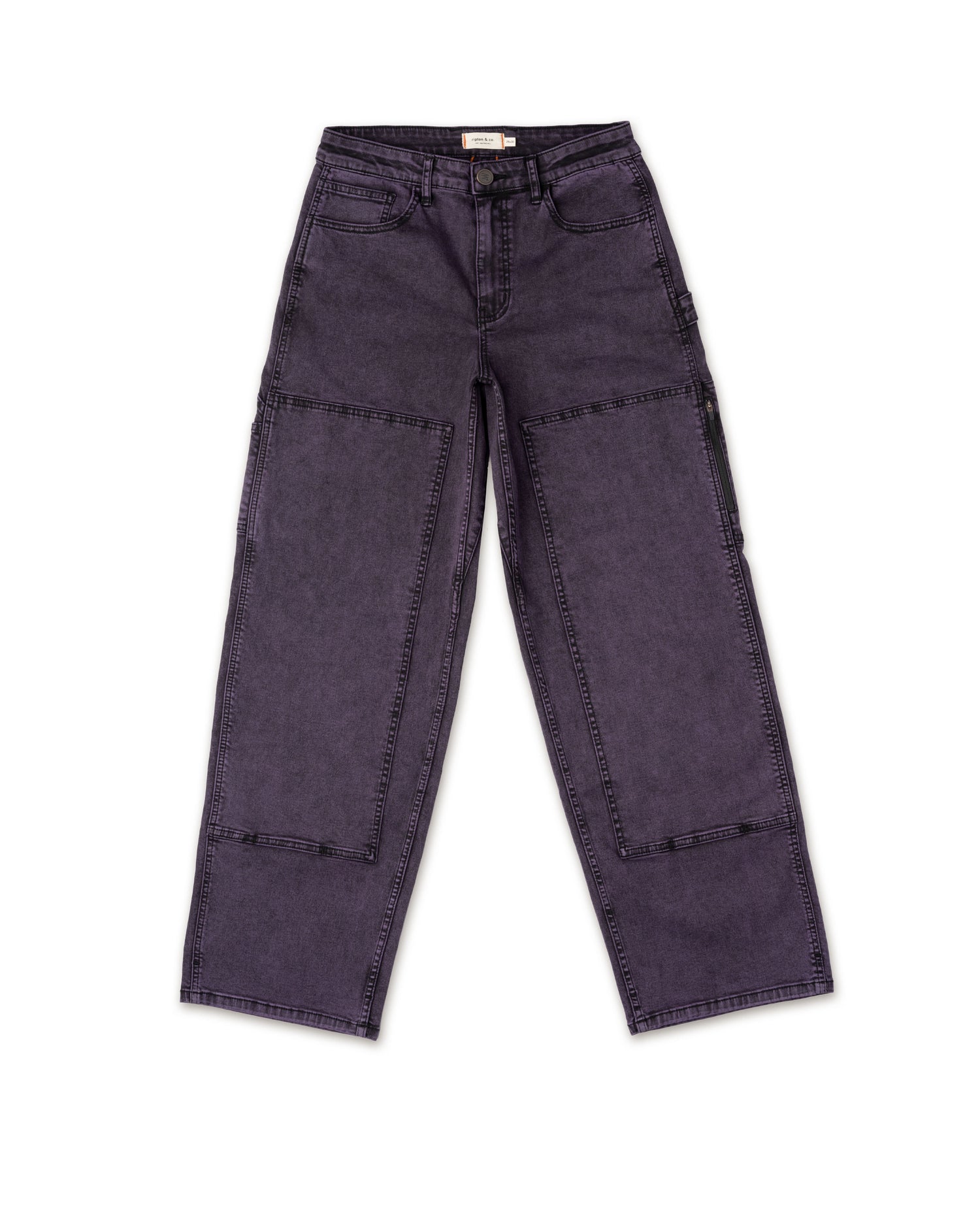 Dark purple jeans on a white background