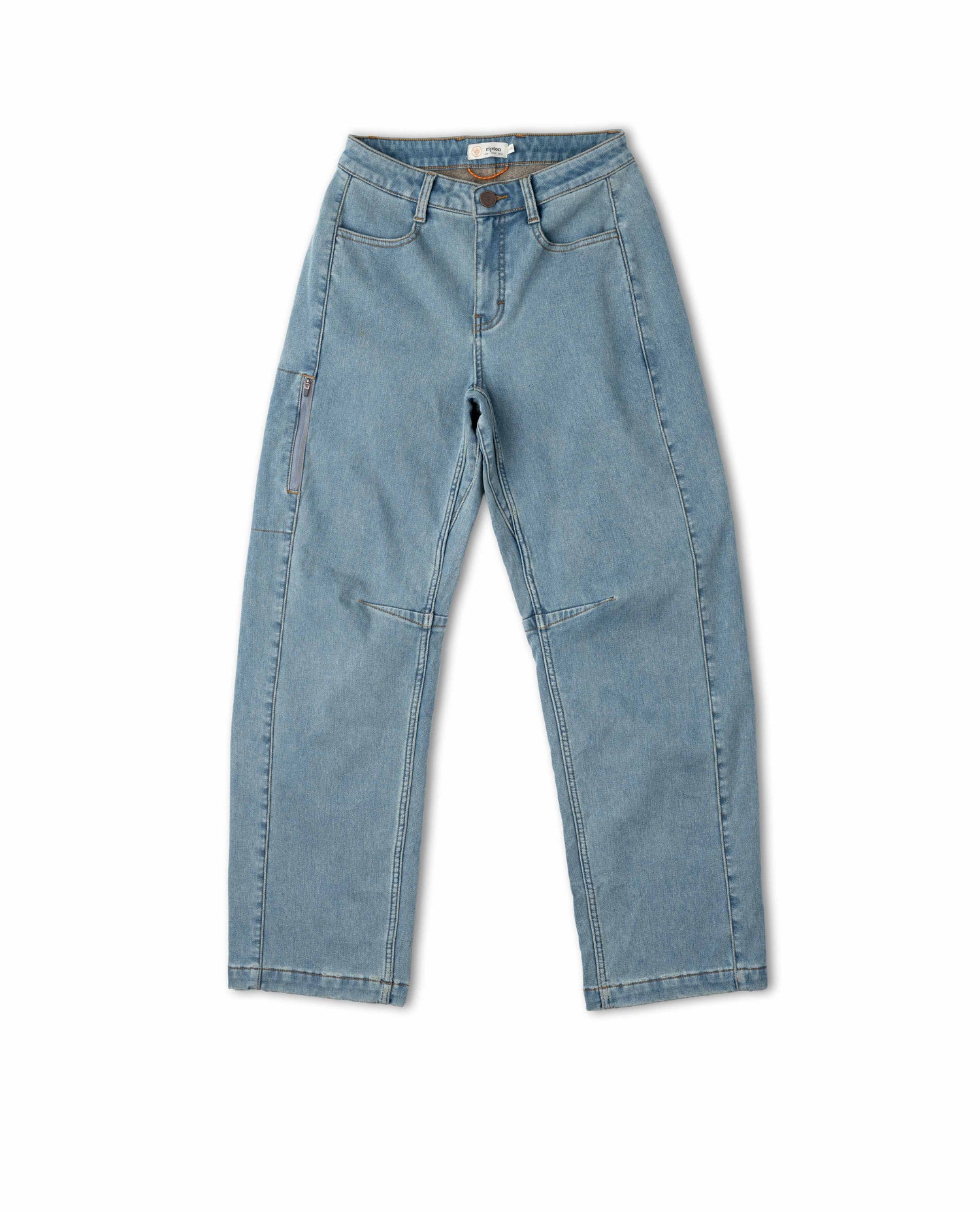 Light blue jeans on a white background