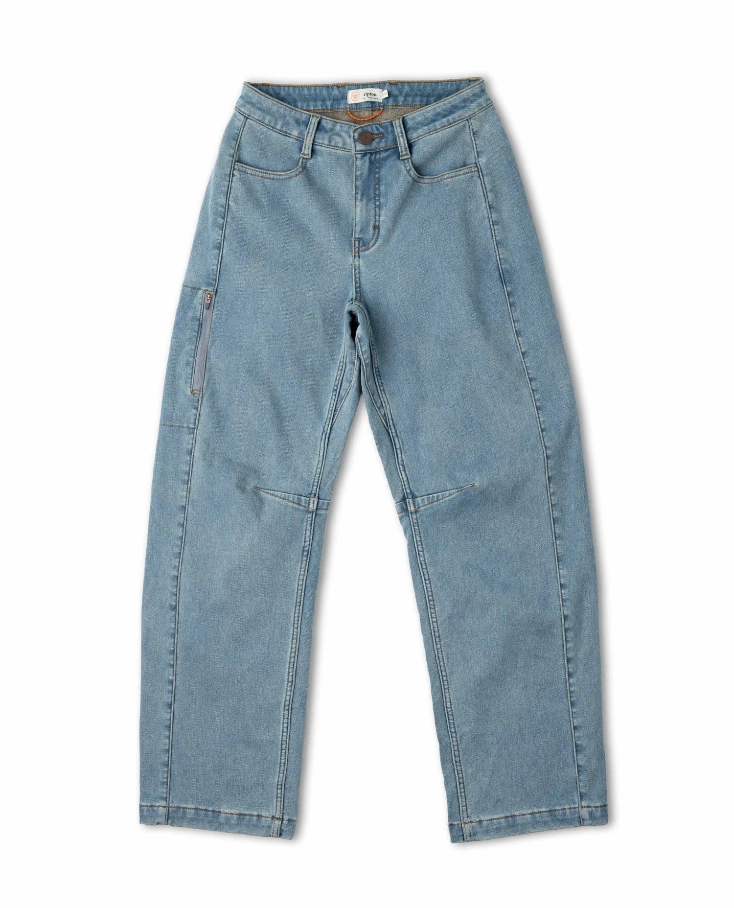 Blue denim jeans on white background. 