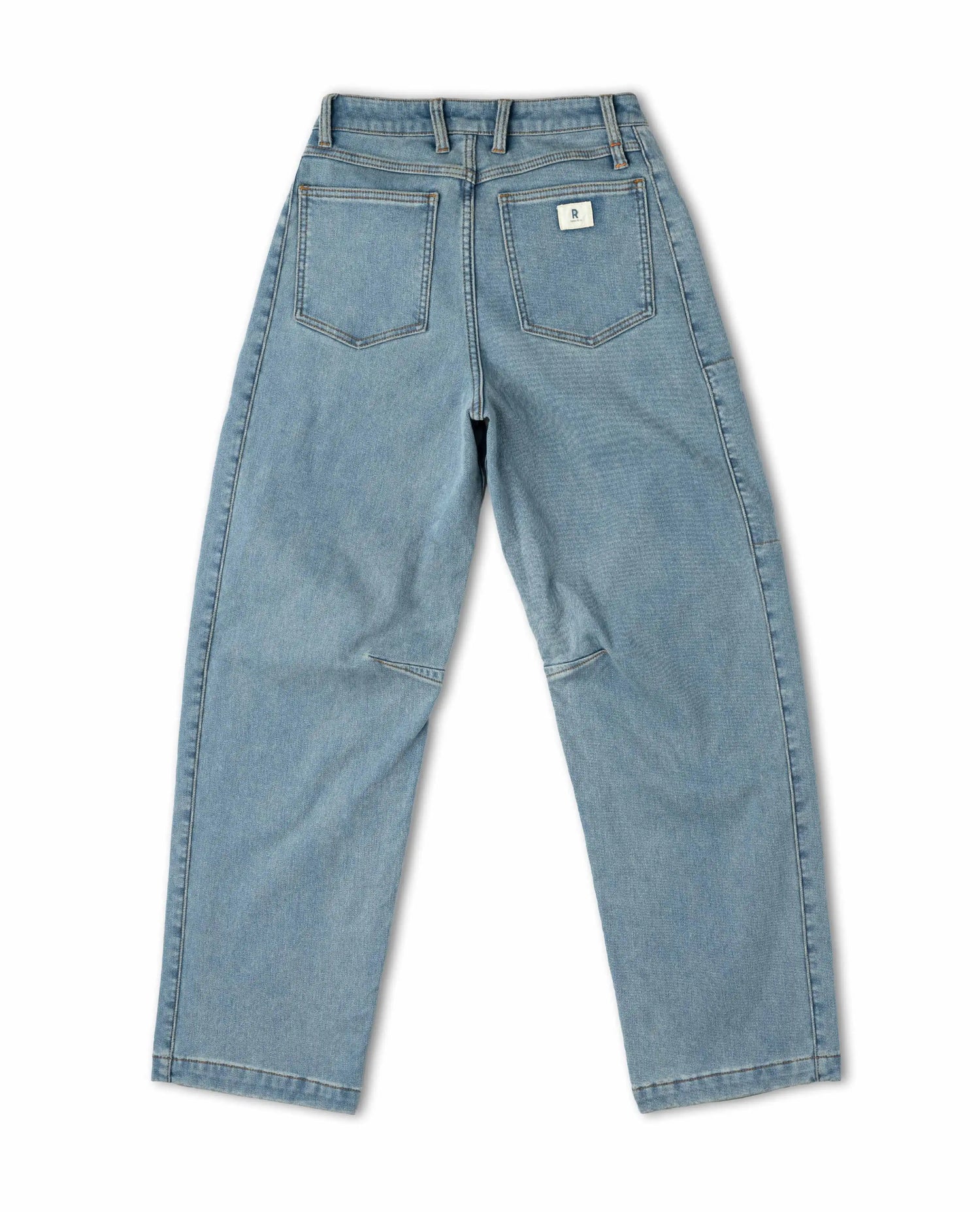 Blue denim jeans on white background. 